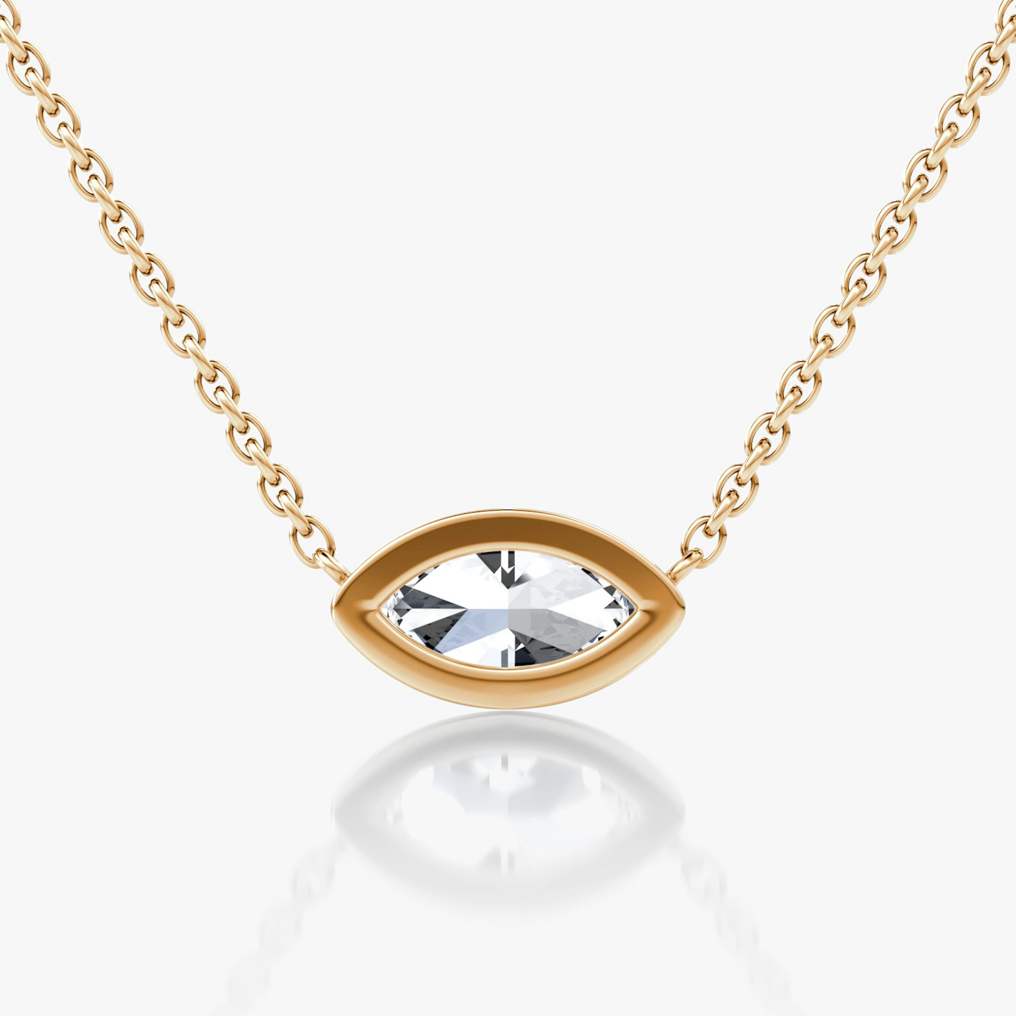 Bezel Solitaire Necklace | Marquise | 14k | Rose Gold | caratWeight: 0.50ct