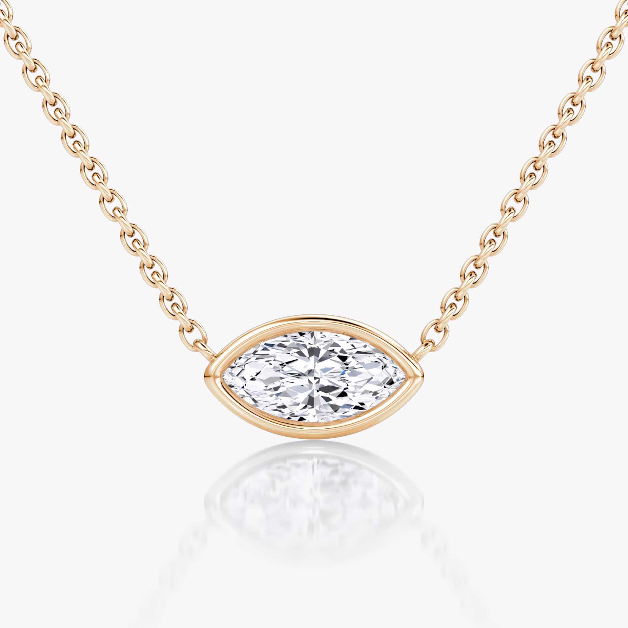 Bezel Solitaire Necklace | Marquise | 14k | Rose Gold | caratWeight: 0.50ct