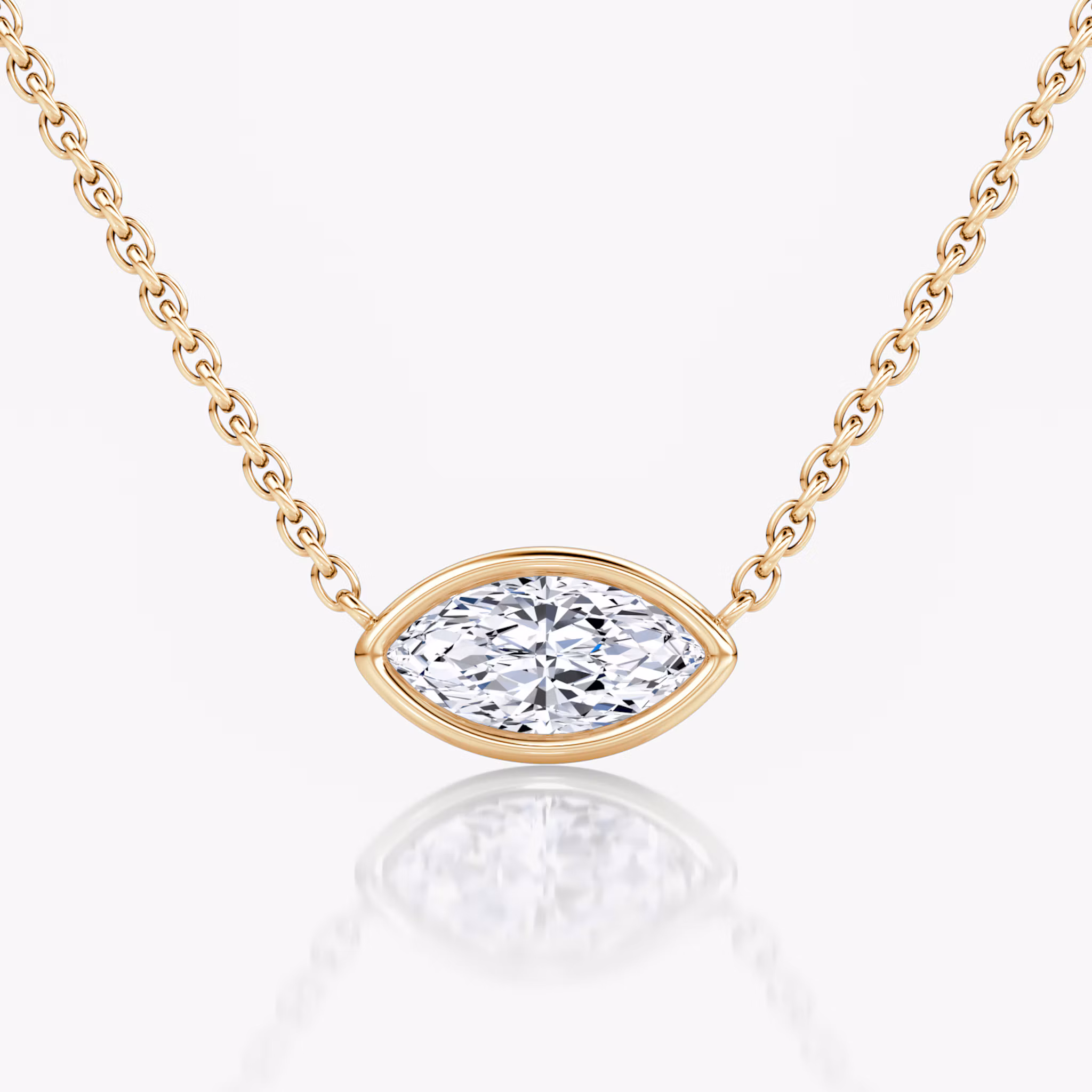 Bezel Solitaire Necklace Marquise | Rose Gold