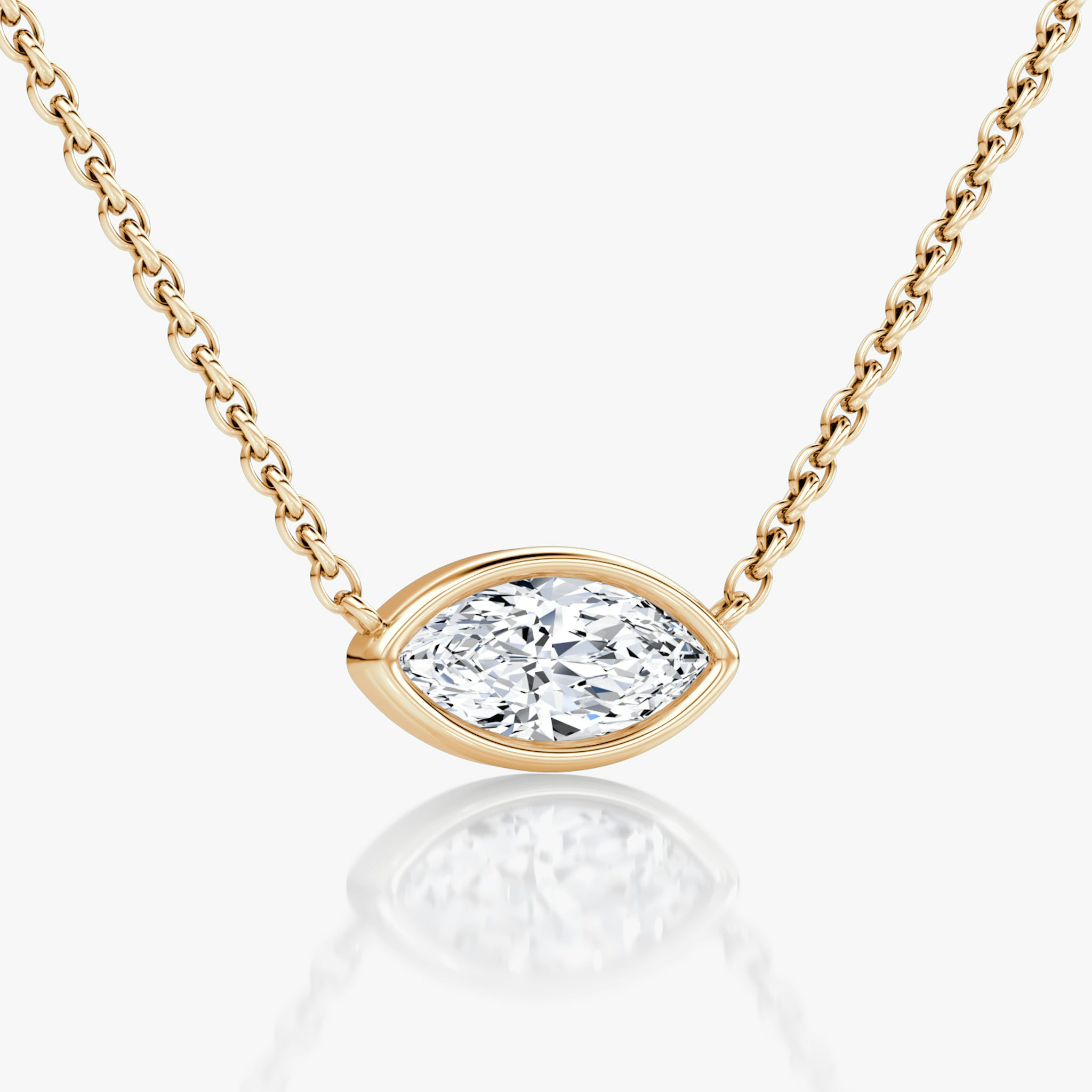 Bezel Solitaire Necklace | Marquise | 14k | Rose Gold | caratWeight: 0.50ct