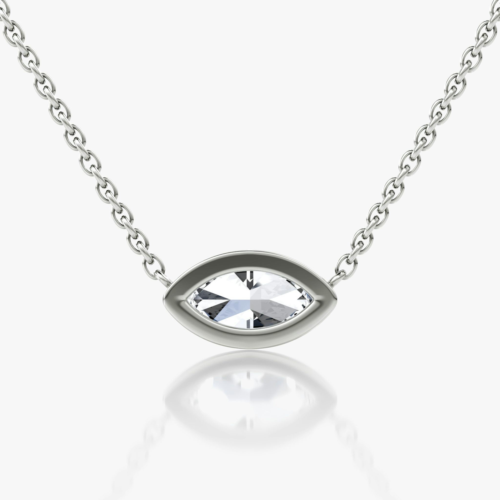 Bezel Solitaire Necklace | Marquise | 14k | White Gold | caratWeight: 0.50ct