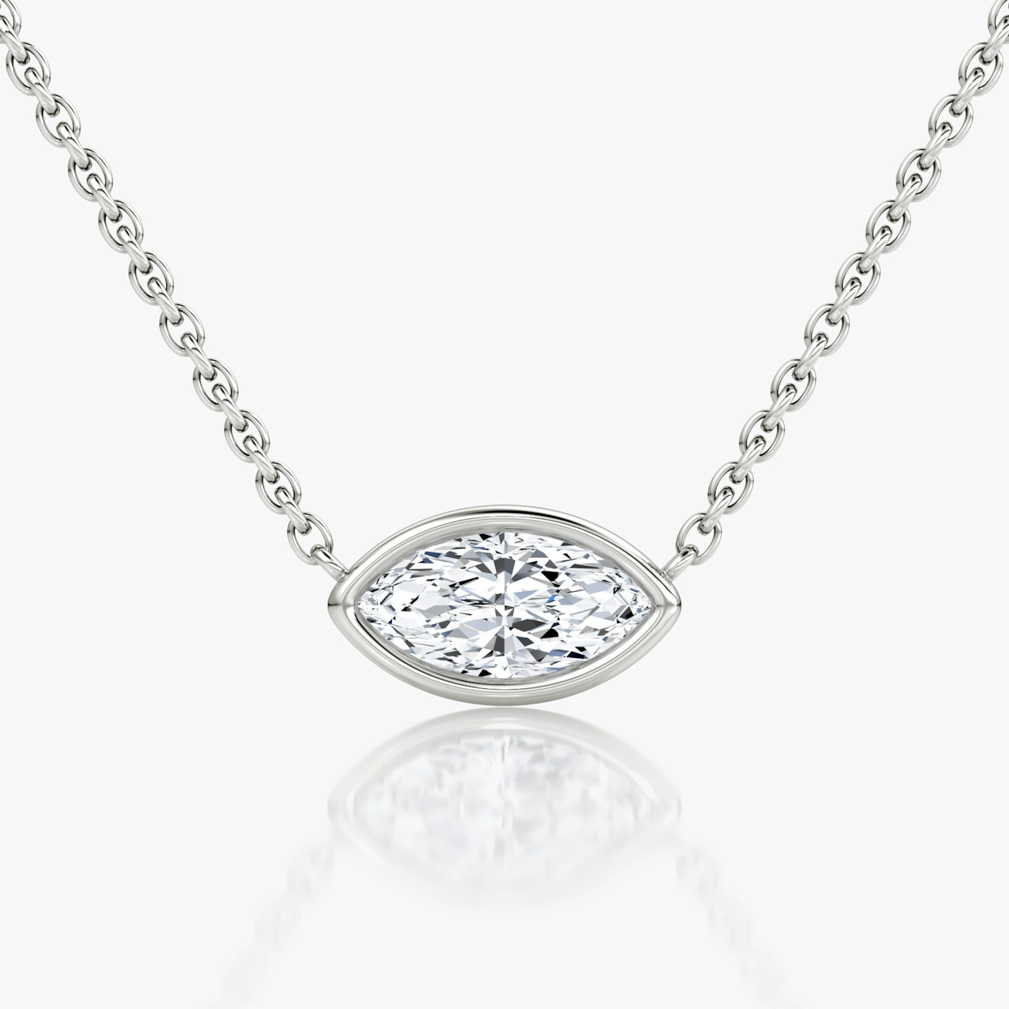 Bezel Solitaire Necklace | Marquise | 14k | White Gold | caratWeight: 0.50ct