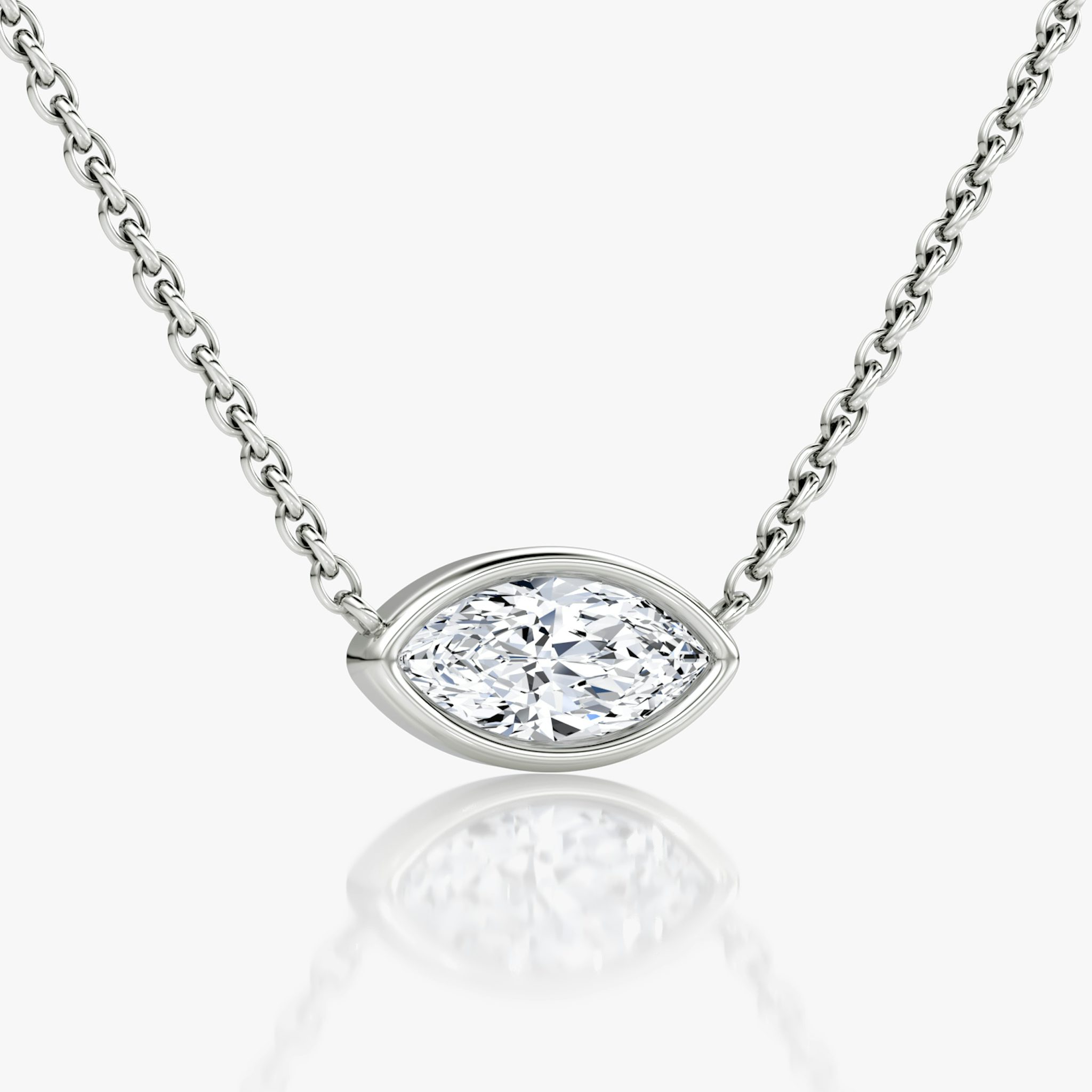 Bezel Solitaire Necklace | Marquise | 14k | White Gold | caratWeight: 0.50ct