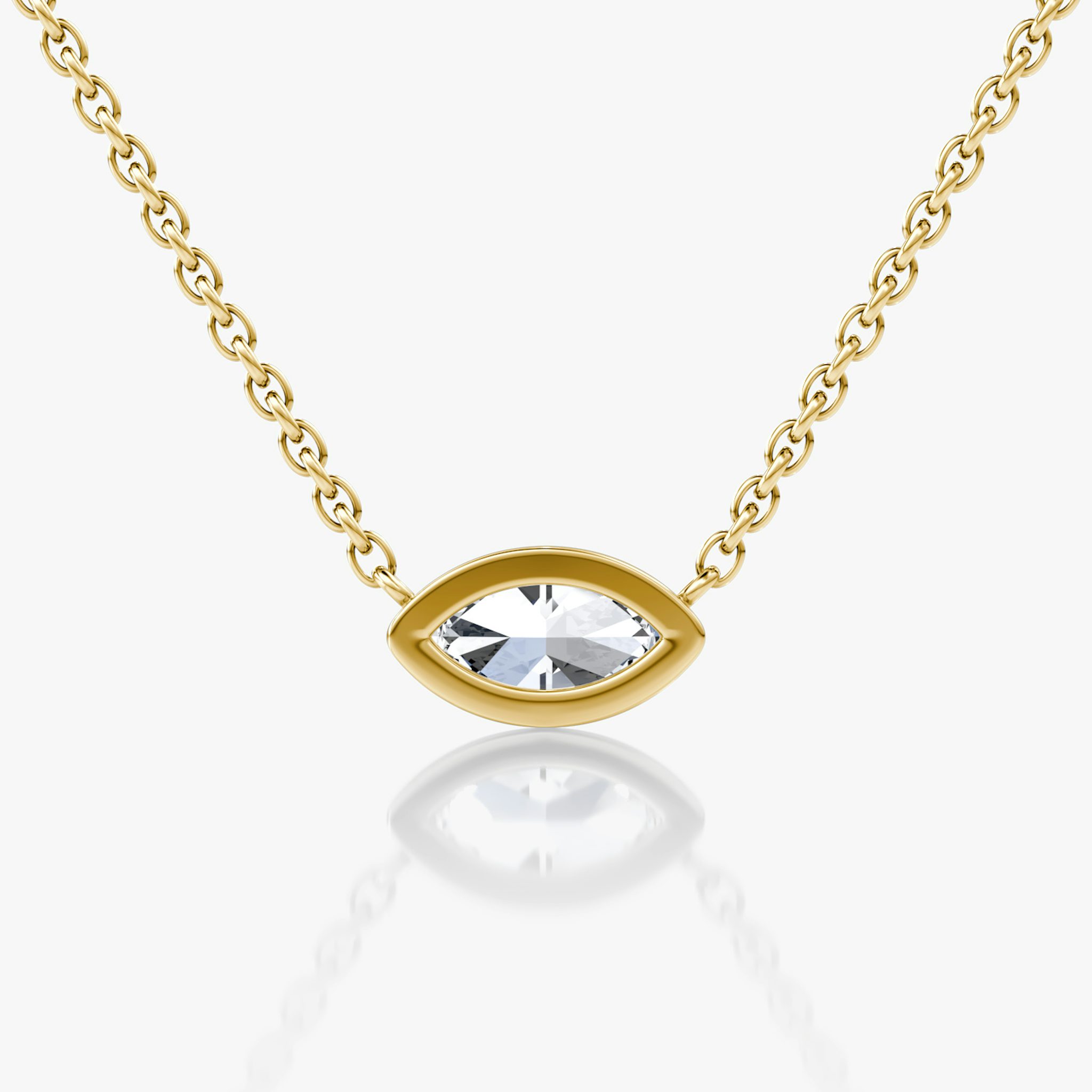 Bezel Solitaire Necklace | Marquise | 14k | Yellow Gold | caratWeight: 0.25ct