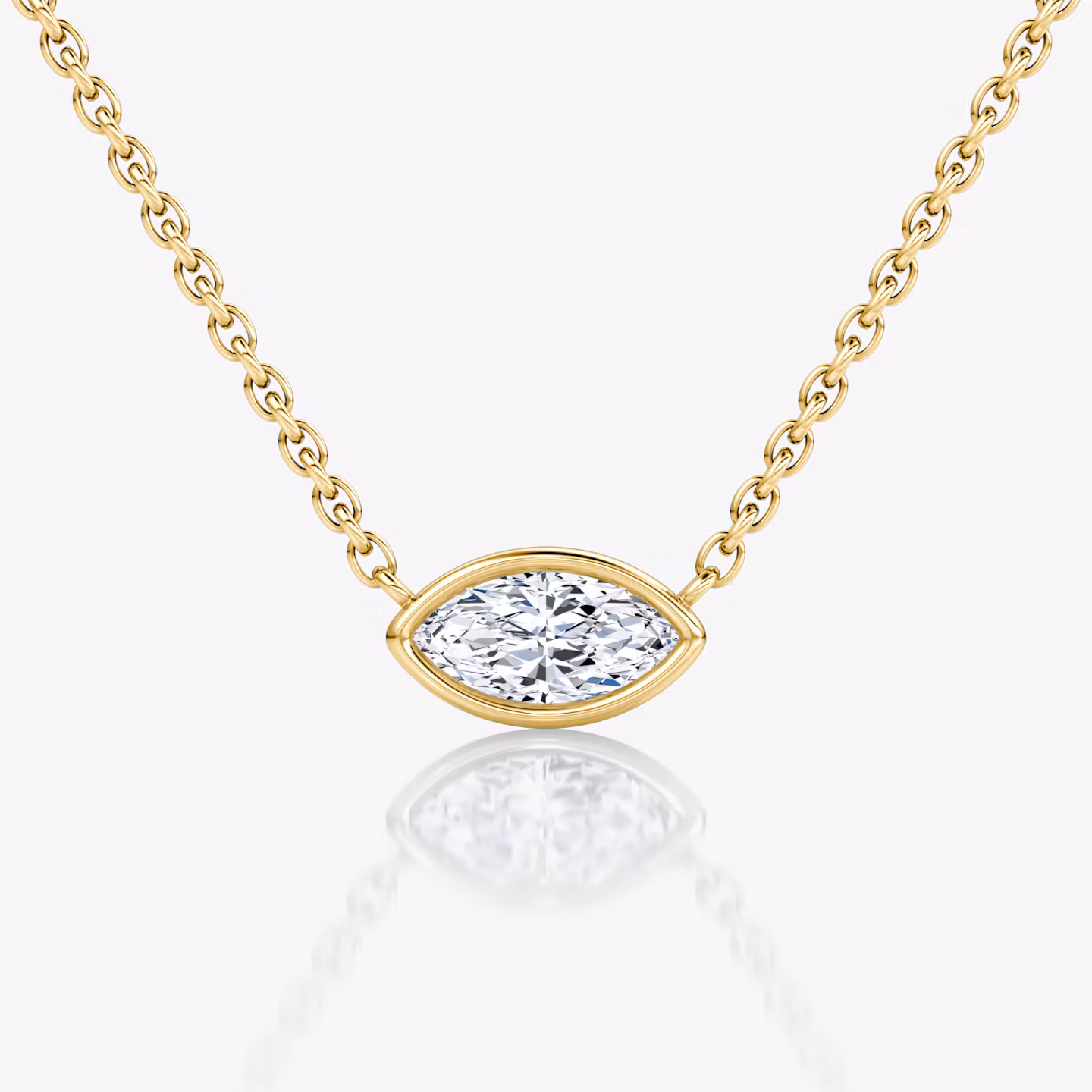 Bezel Solitaire Necklace Marquise | Yellow Gold