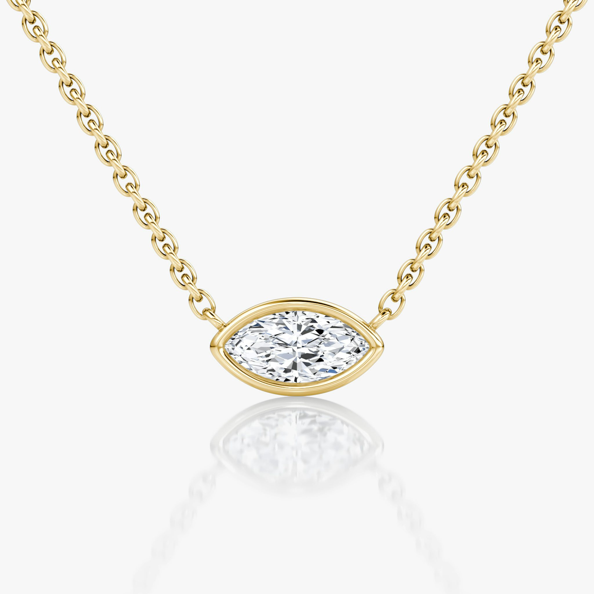 Bezel Solitaire Necklace | Marquise | 14k | Yellow Gold | caratWeight: 0.25ct