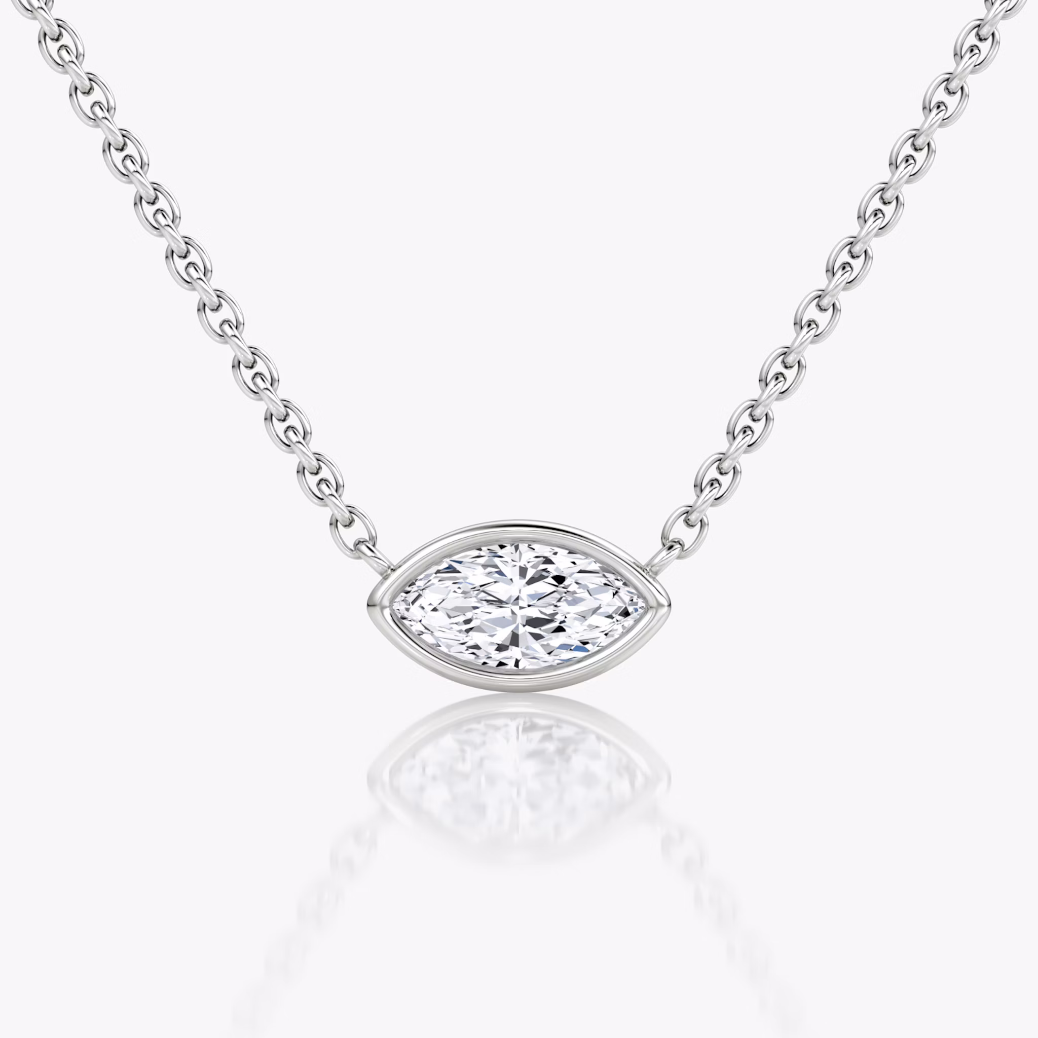 Bezel Solitaire Necklace | Marquise | 14k | White Gold | caratWeight: 0.25ct
