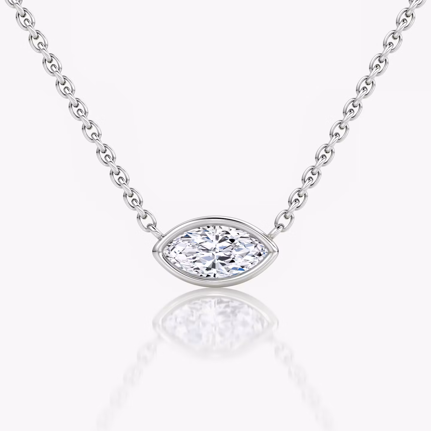 Bezel Solitaire Necklace Marquise | White Gold