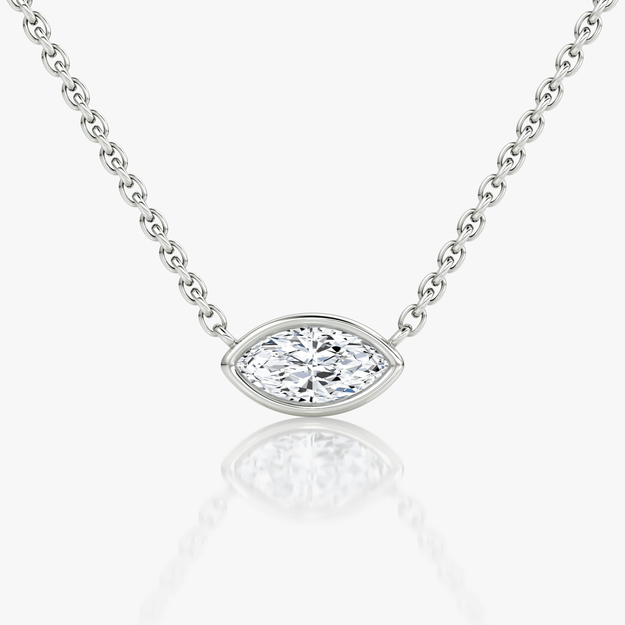 Bezel Solitaire Necklace | Marquise | 14k | White Gold | caratWeight: 0.25ct