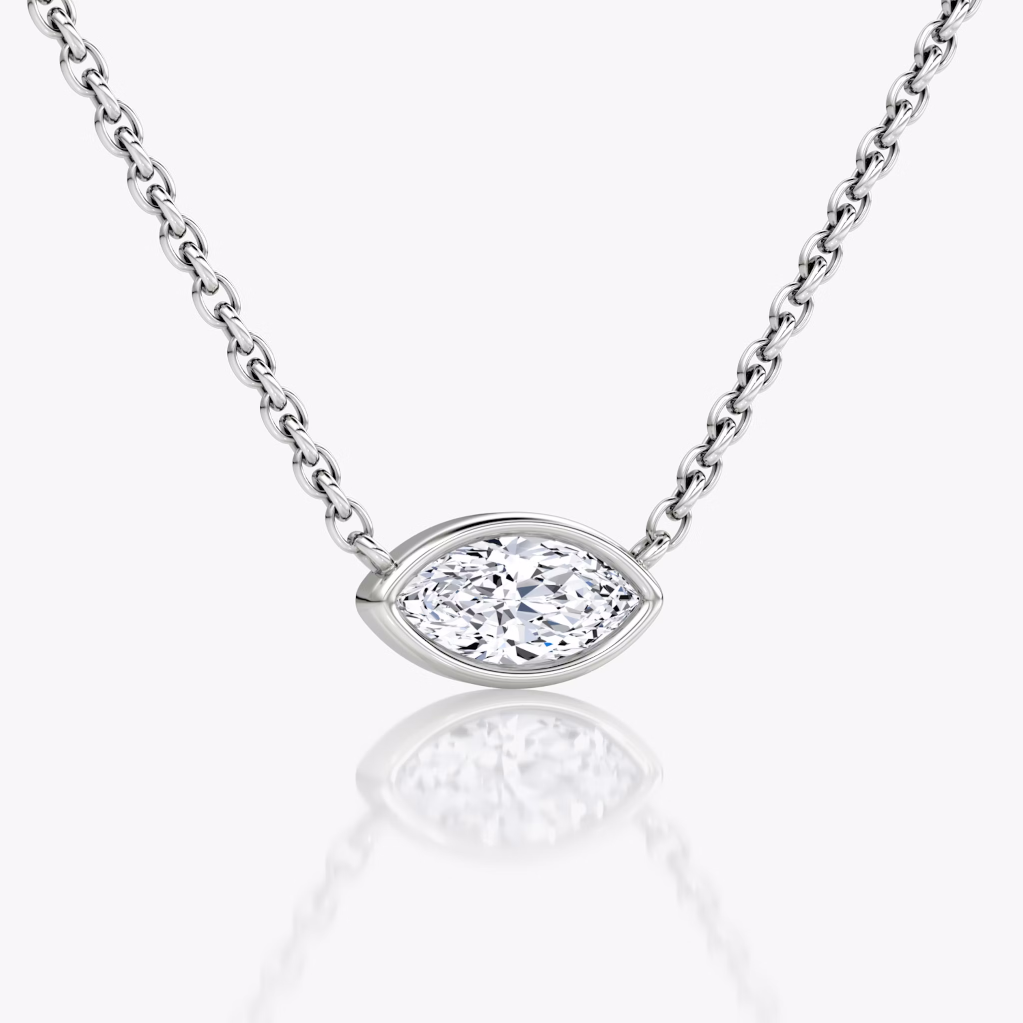 Bezel Solitaire Necklace | Marquise | 14k | White Gold | caratWeight: 0.25ct