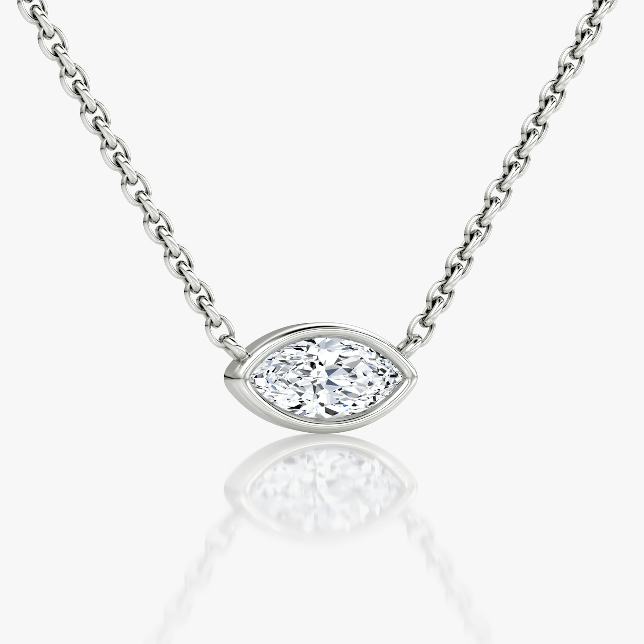 Bezel Solitaire Necklace | Marquise | 14k | White Gold | caratWeight: 0.25ct