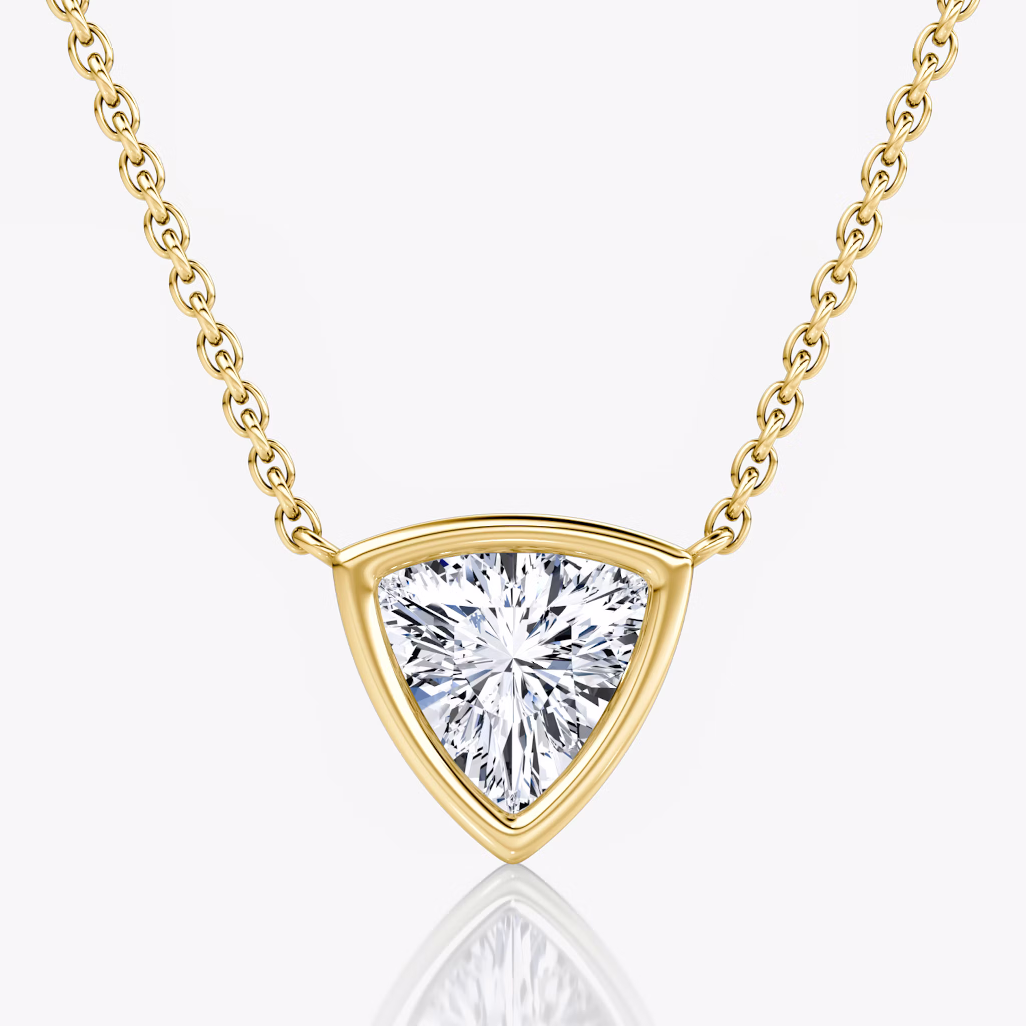 Bezel Solitaire Necklace Trillion | Yellow Gold