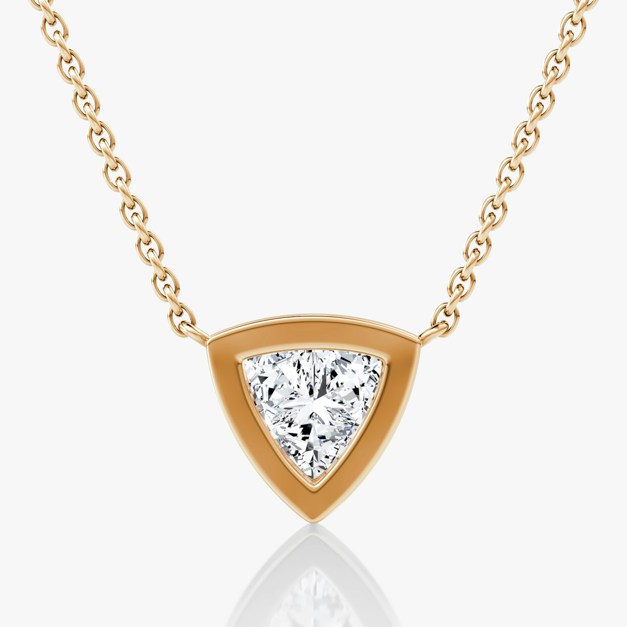 Bezel Solitaire Necklace | Trillion | 14k | Rose Gold | caratWeight: other