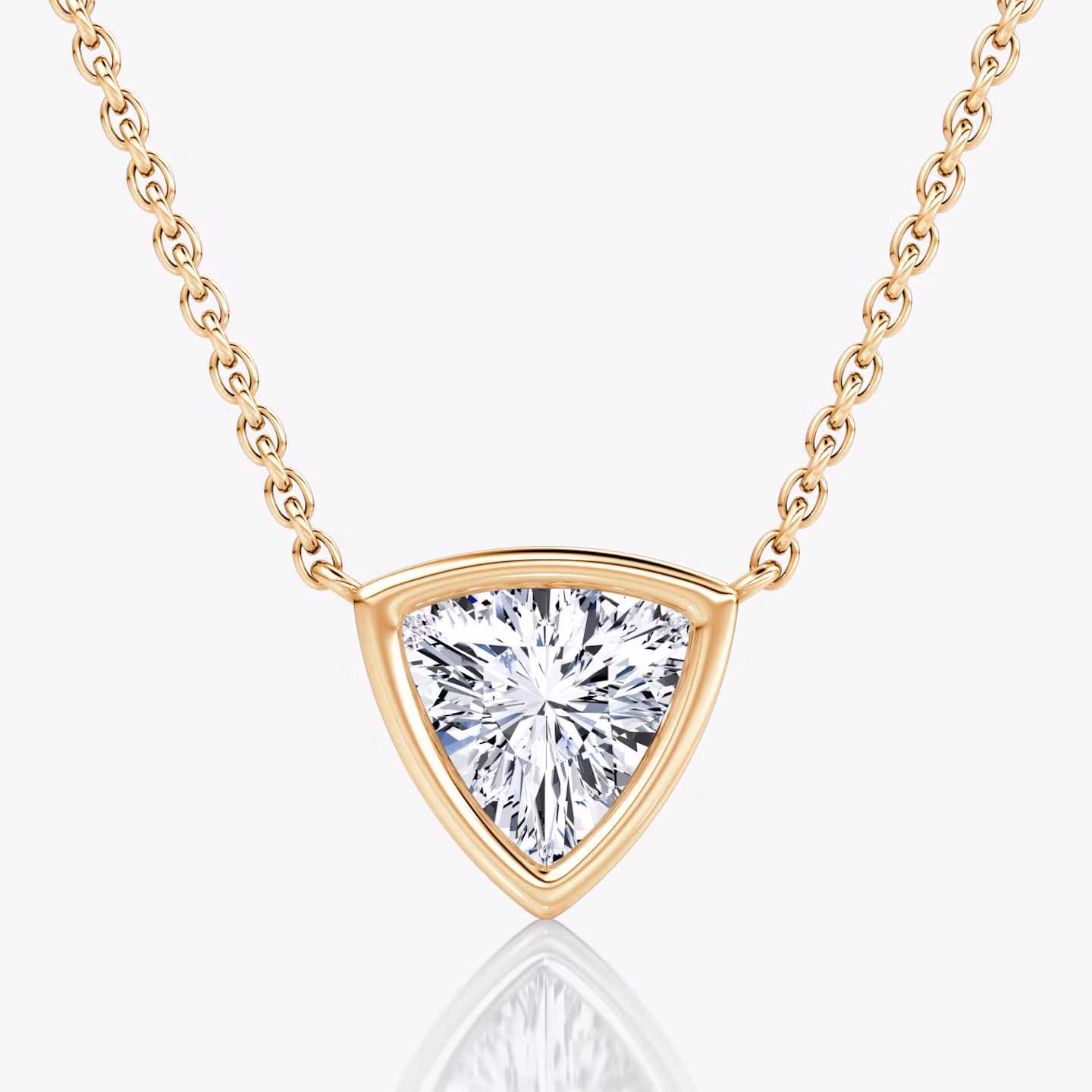 Bezel Solitaire Necklace Trillion | Rose Gold