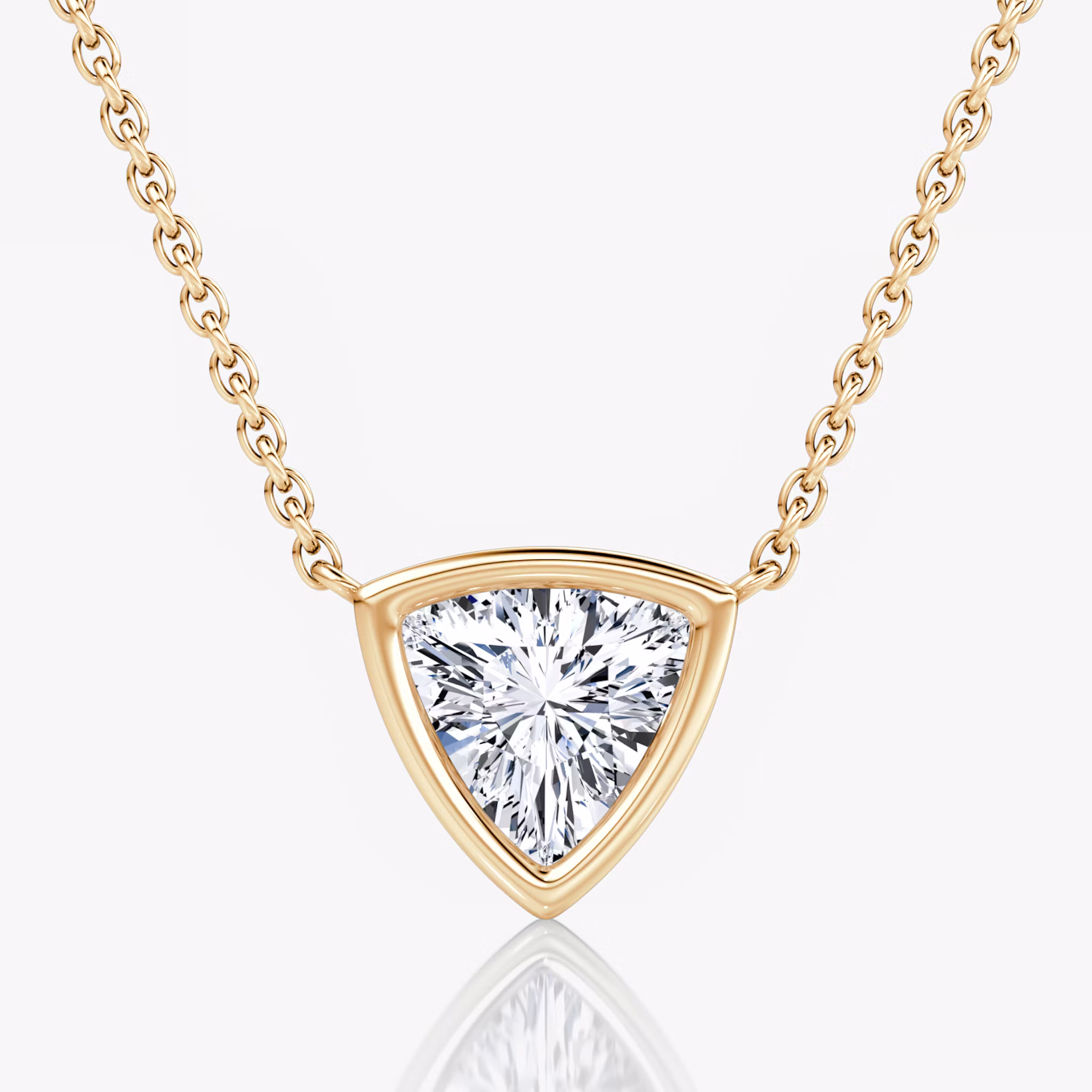 Bezel Solitaire Necklace Trillion | Rose Gold
