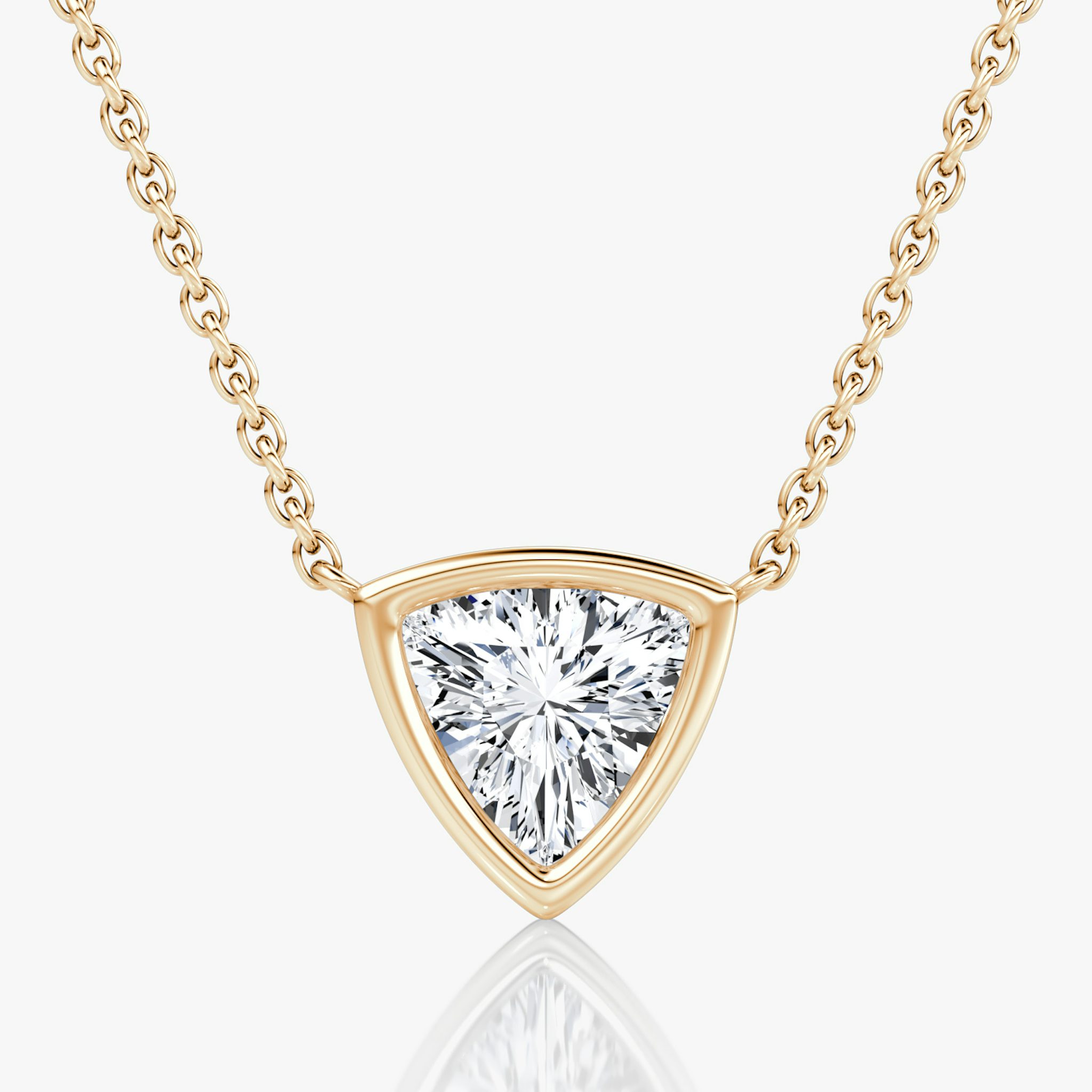 Bezel Solitaire Necklace | Trillion | 14k | Rose Gold | caratWeight: other