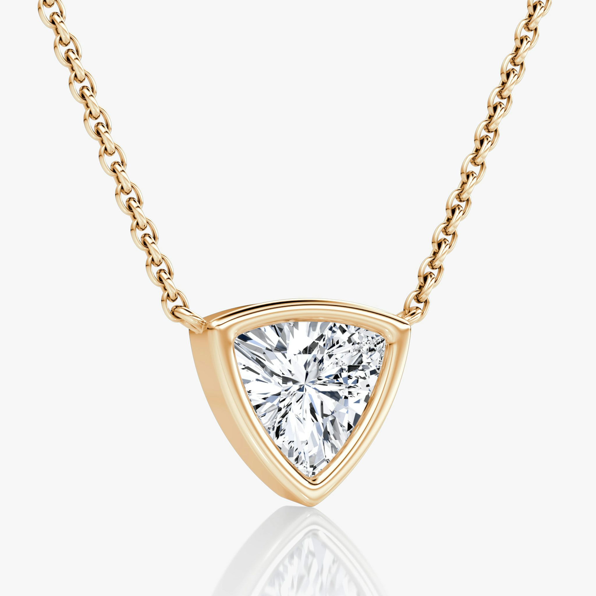 Bezel Solitaire Necklace | Trillion | 14k | Rose Gold | caratWeight: other