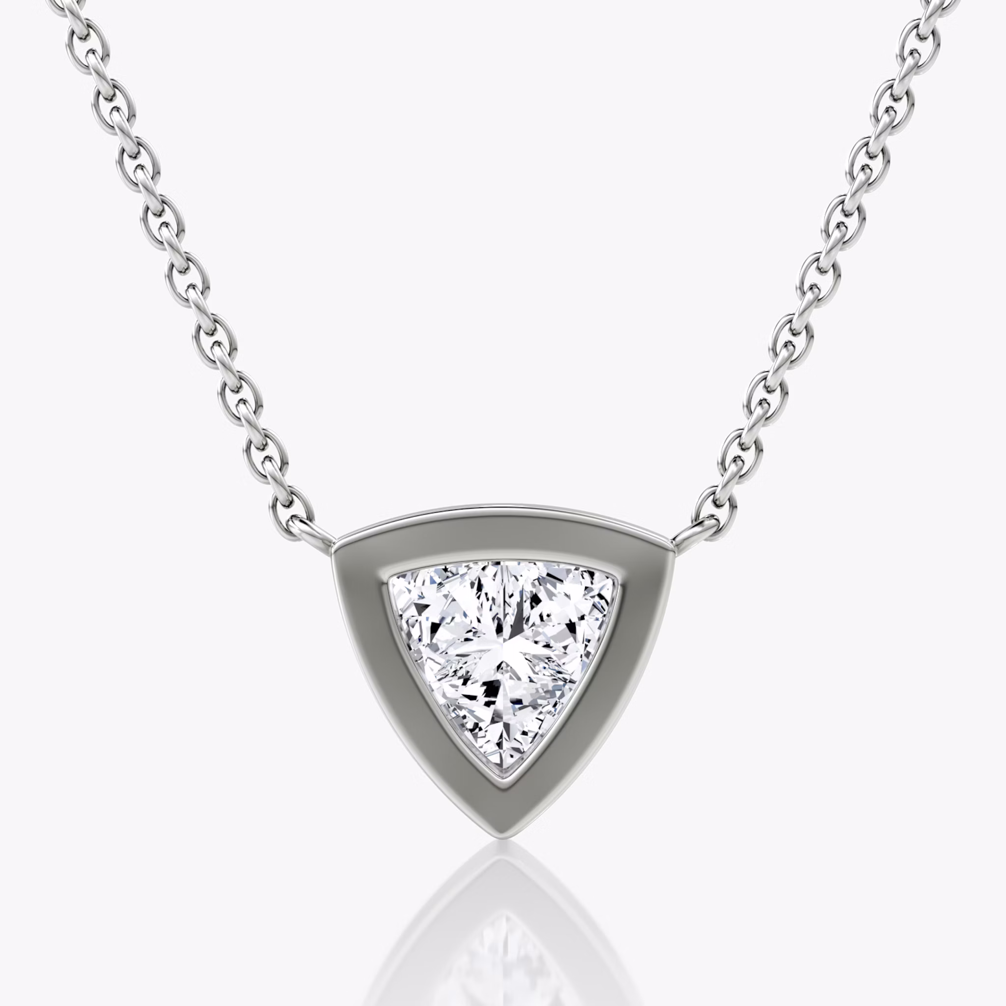 Bezel Solitaire Necklace | Trillion | 14k | White Gold | caratWeight: 1.0ct