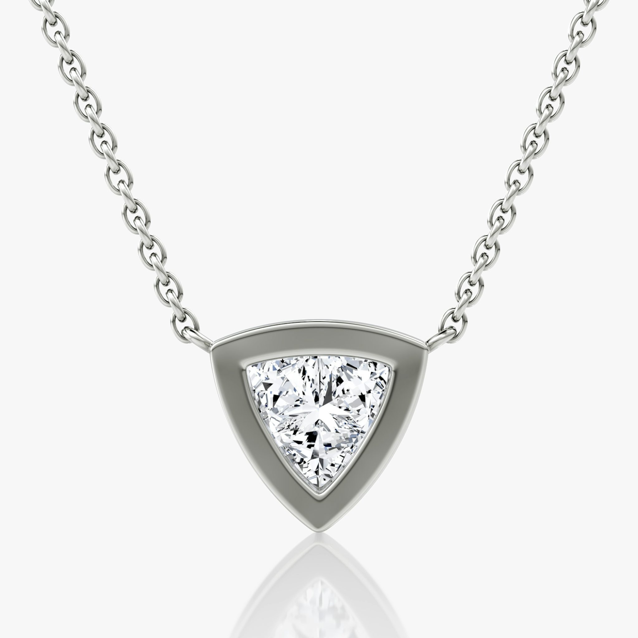 Bezel Solitaire Necklace | Trillion | 14k | White Gold | caratWeight: 1.0ct