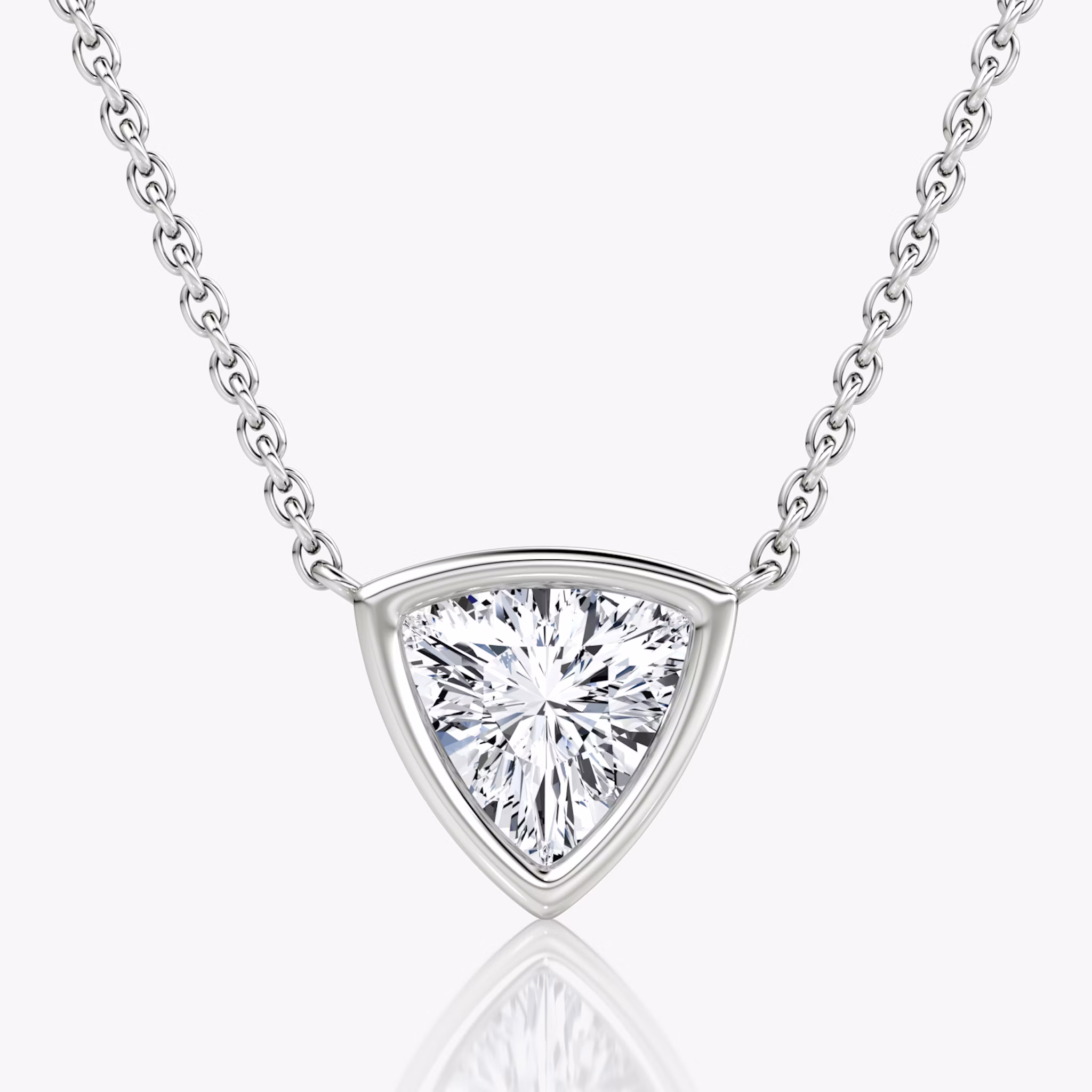 Bezel Solitaire Necklace | Trillion | 14k | White Gold | caratWeight: 1.0ct
