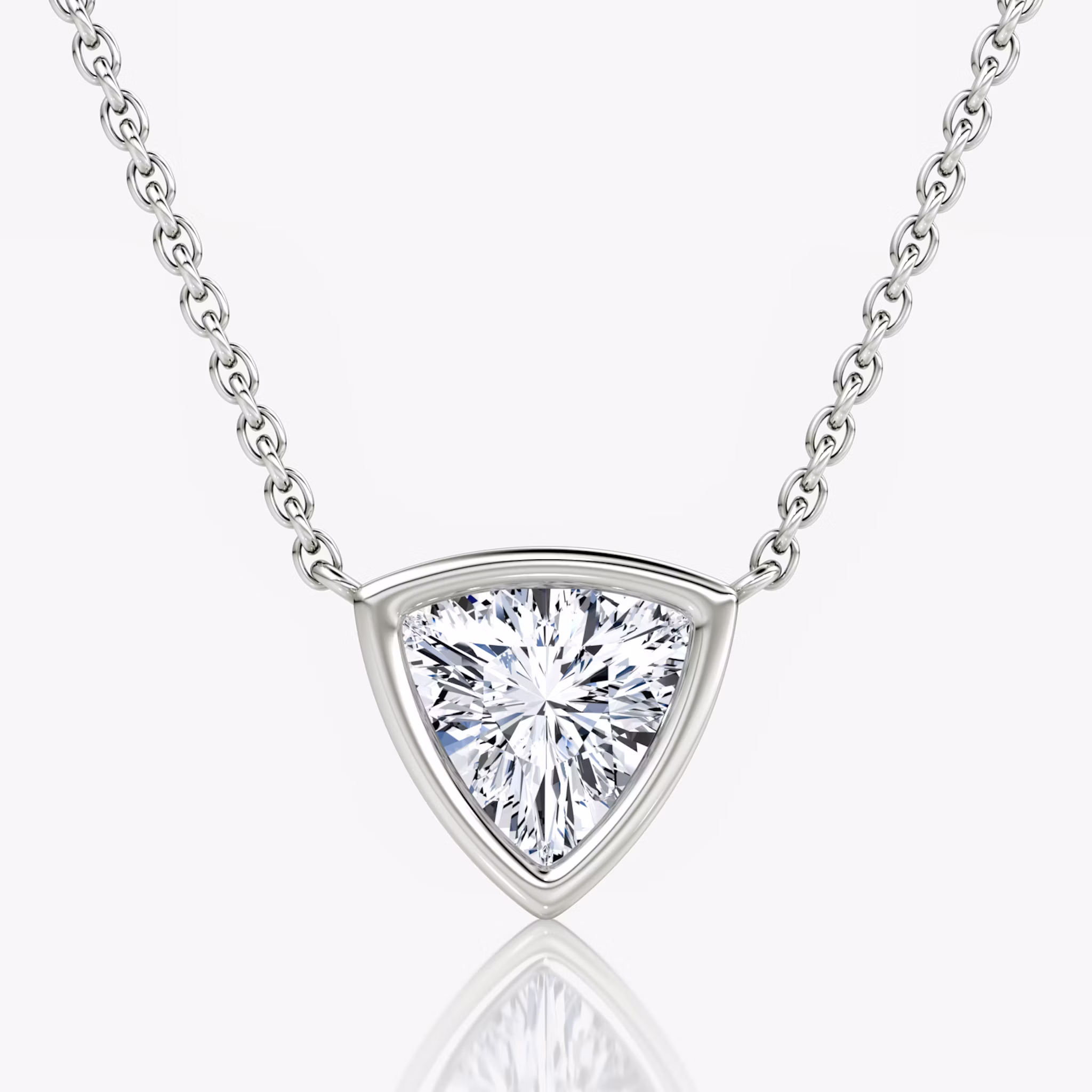 Bezel Solitaire Necklace Trillion | White Gold