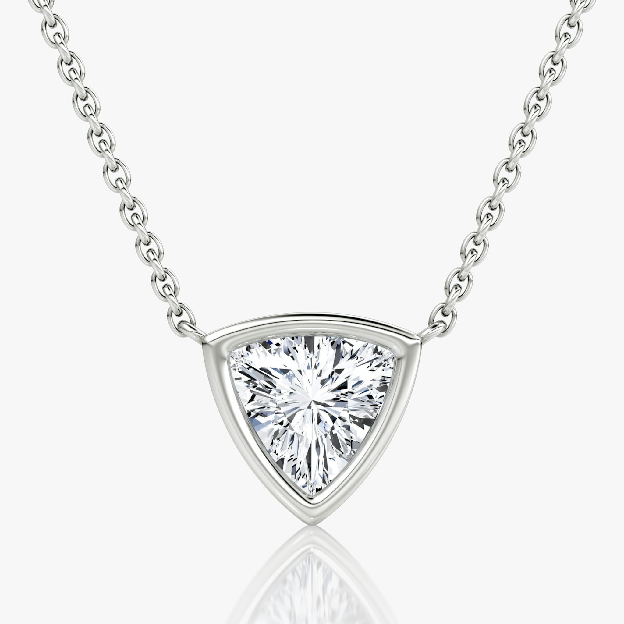 Bezel Solitaire Necklace | Trillion | 14k | White Gold | caratWeight: 1.0ct