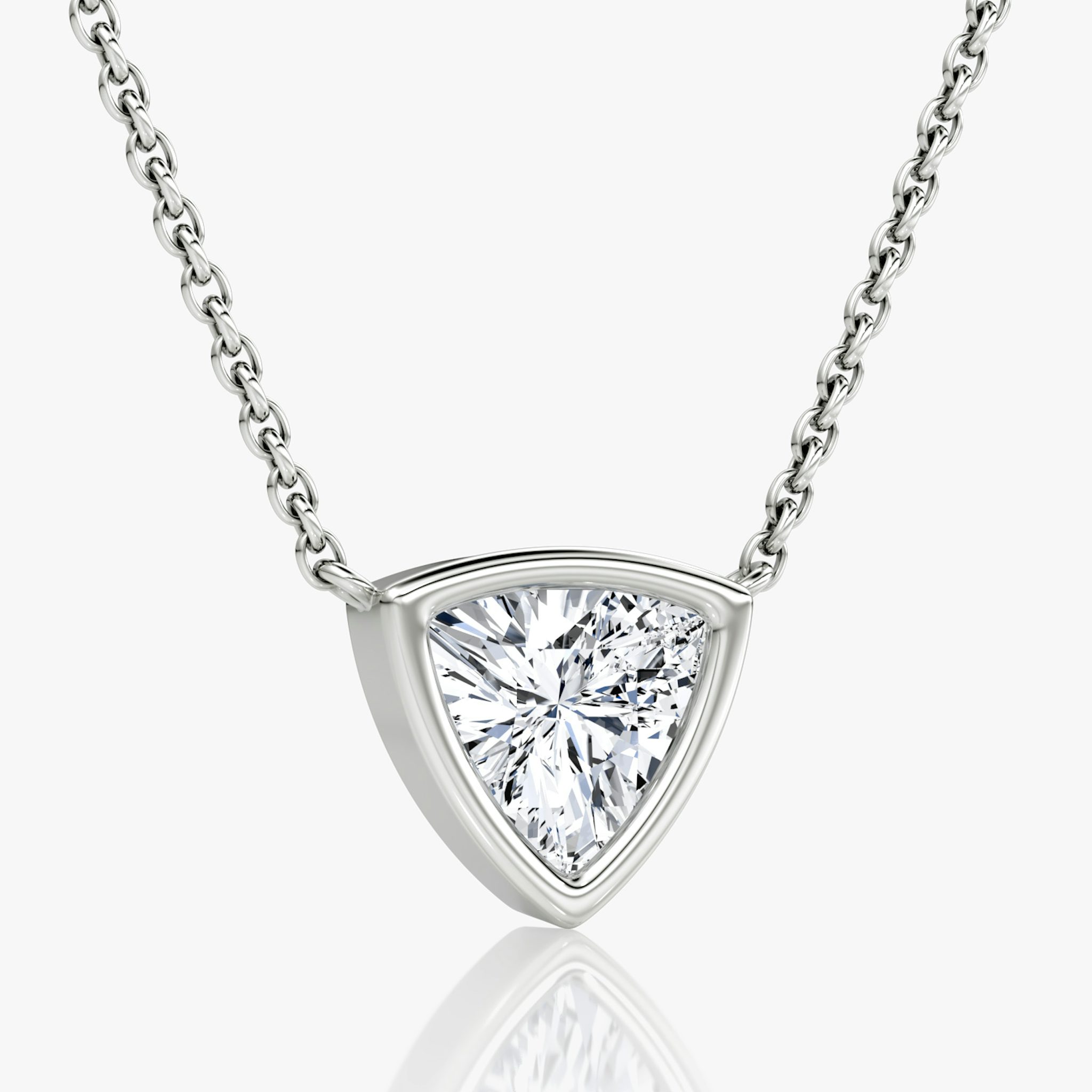 Bezel Solitaire Necklace | Trillion | 14k | White Gold | caratWeight: 1.0ct