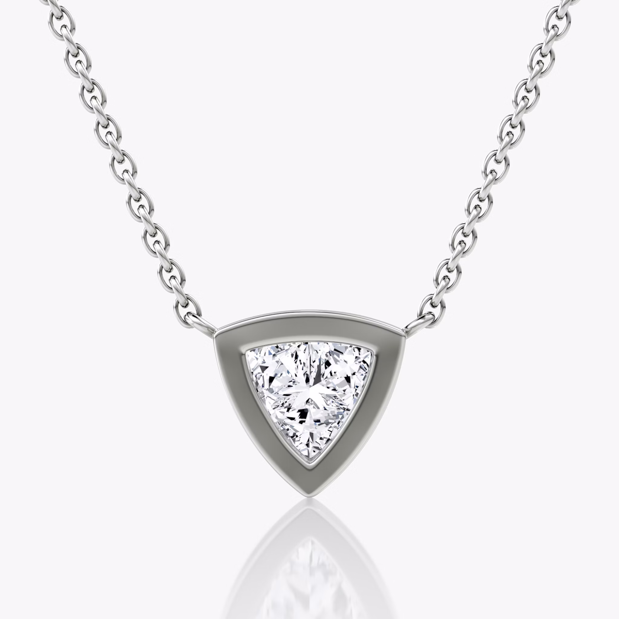 Bezel Solitaire Necklace | Trillion | 14k | White Gold | caratWeight: 0.75ct