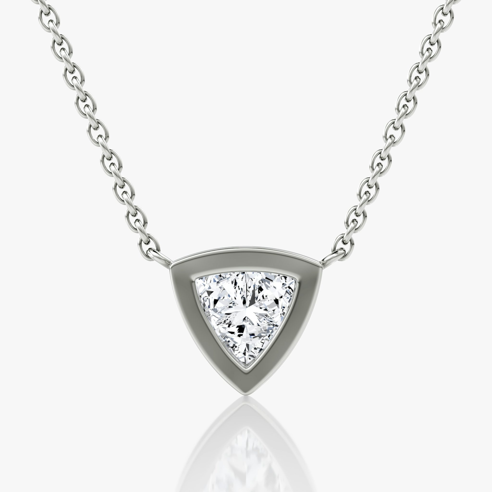 Bezel Solitaire Necklace | Trillion | 14k | White Gold | caratWeight: 0.75ct