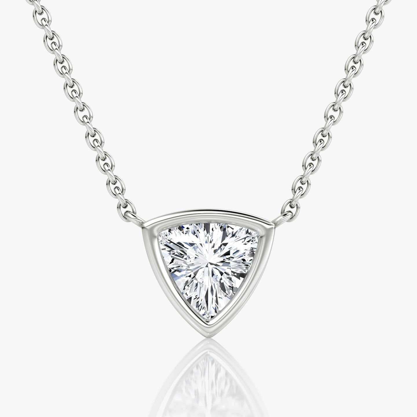 Bezel Solitaire Necklace | Trillion | 14k | White Gold | caratWeight: 0.75ct