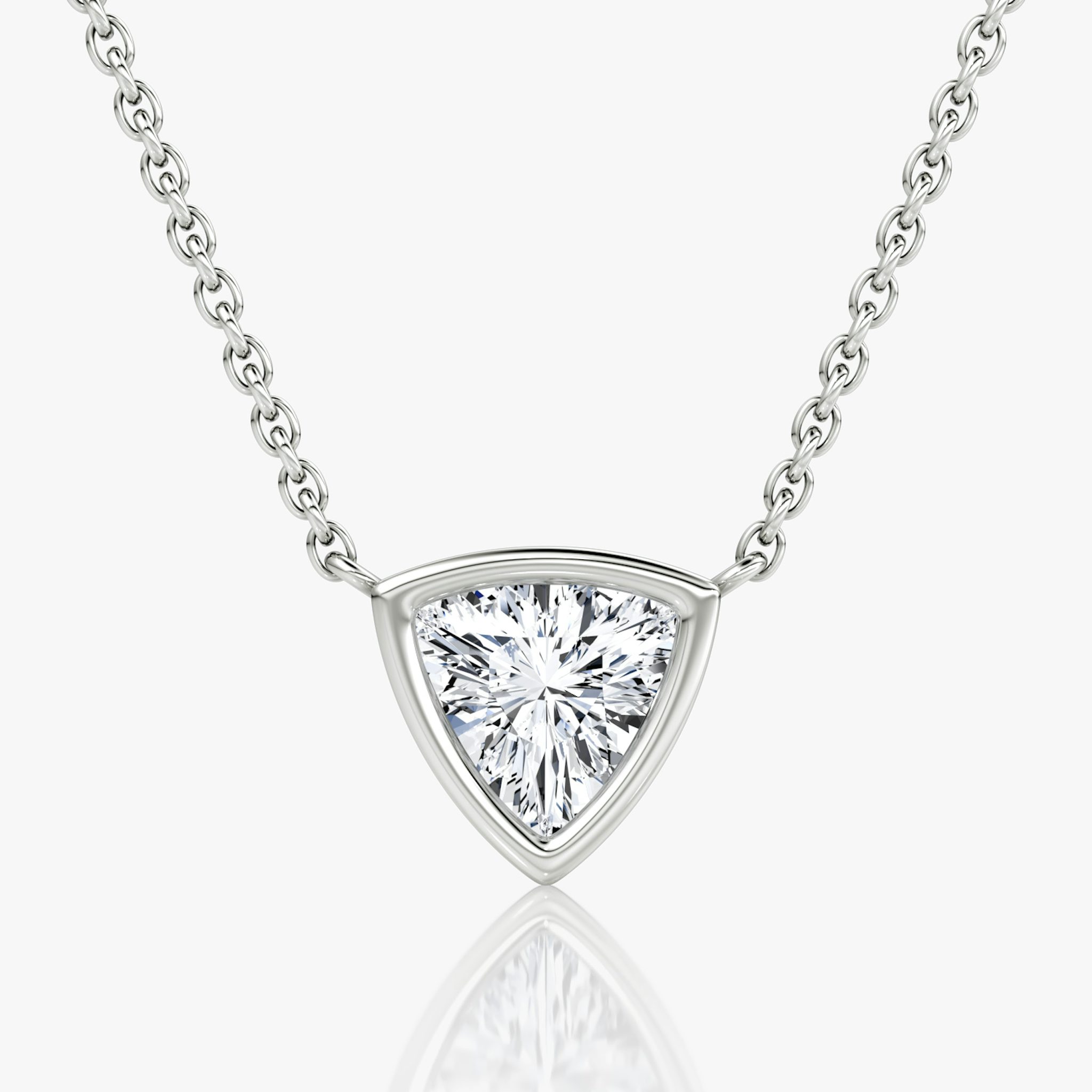 Bezel Solitaire Necklace | Trillion | 14k | White Gold | caratWeight: 0.75ct