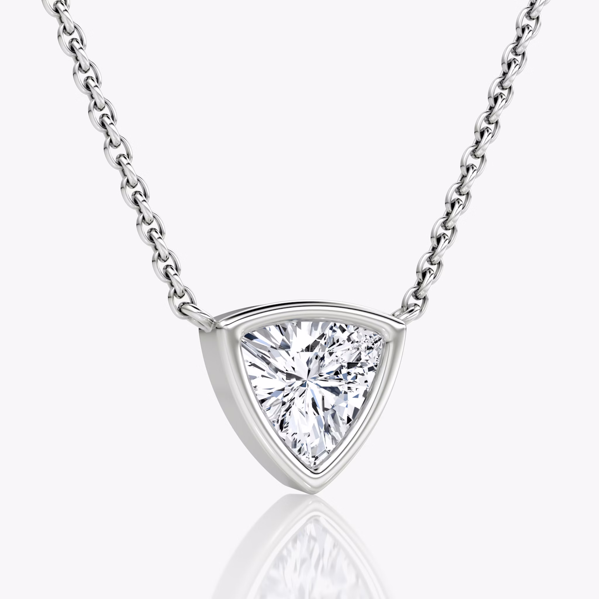 Bezel Solitaire Necklace | Trillion | 14k | White Gold | caratWeight: 0.75ct
