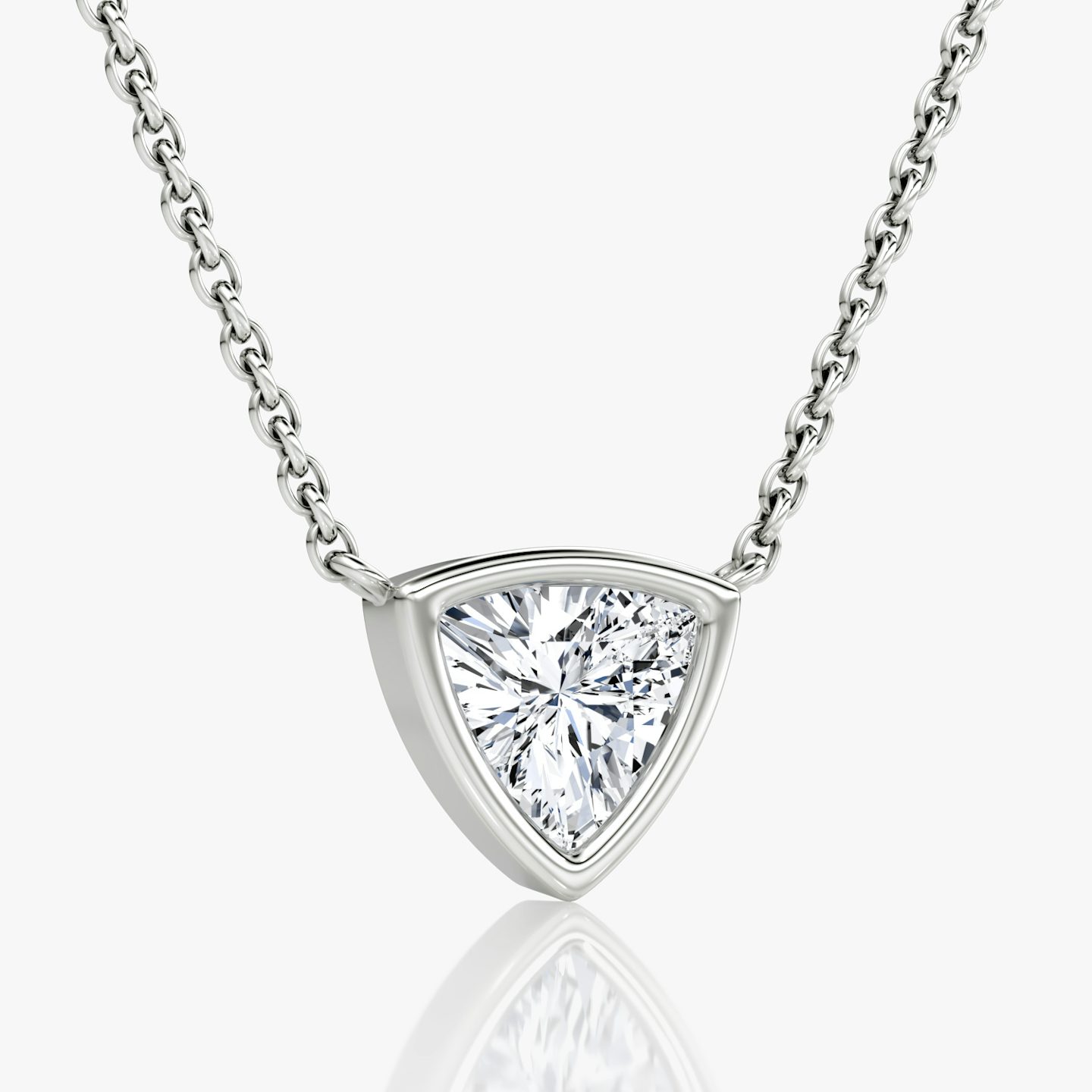 Bezel Solitaire Necklace | Trillion | 14k | White Gold | caratWeight: 0.75ct