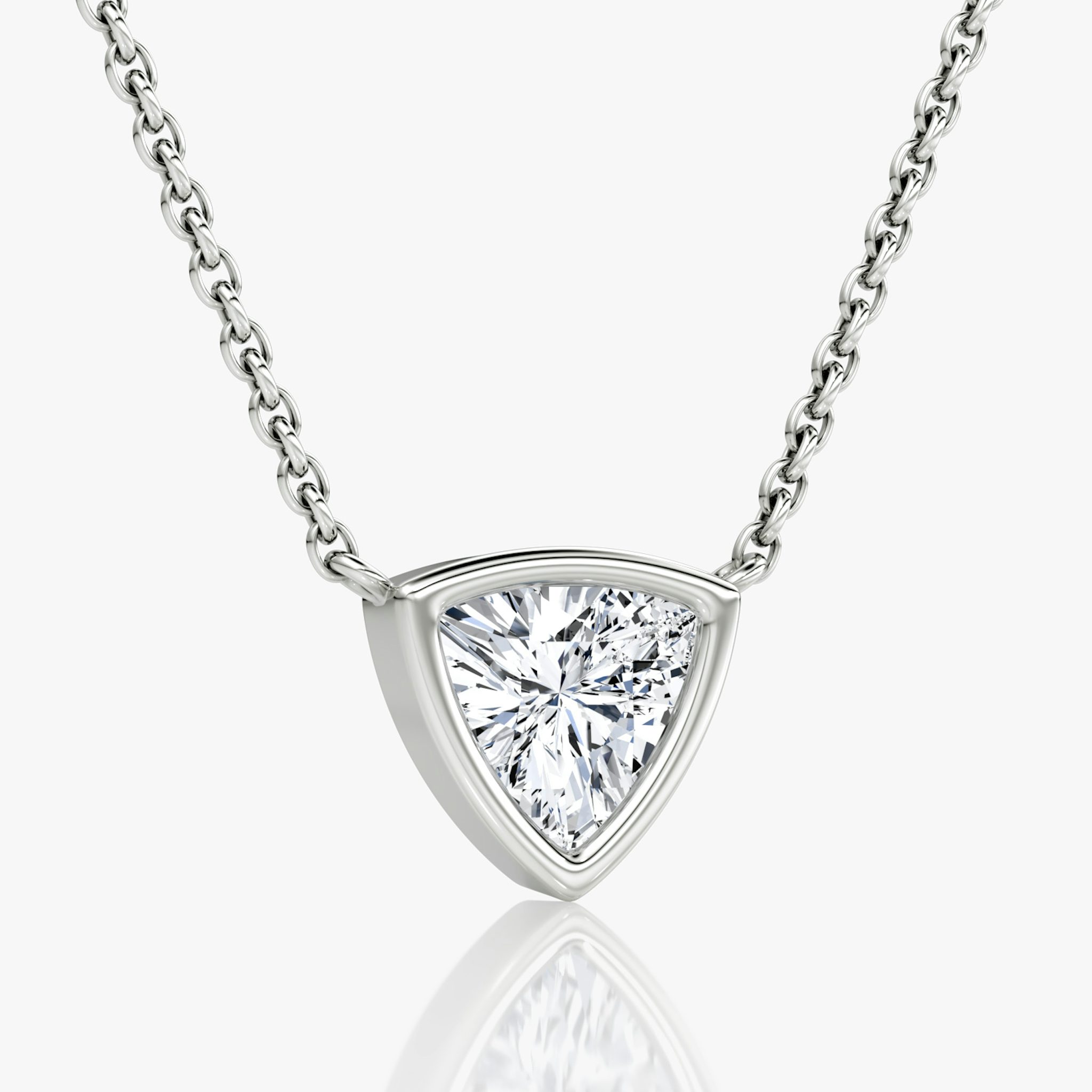 Bezel Solitaire Necklace | Trillion | 14k | White Gold | caratWeight: 0.75ct