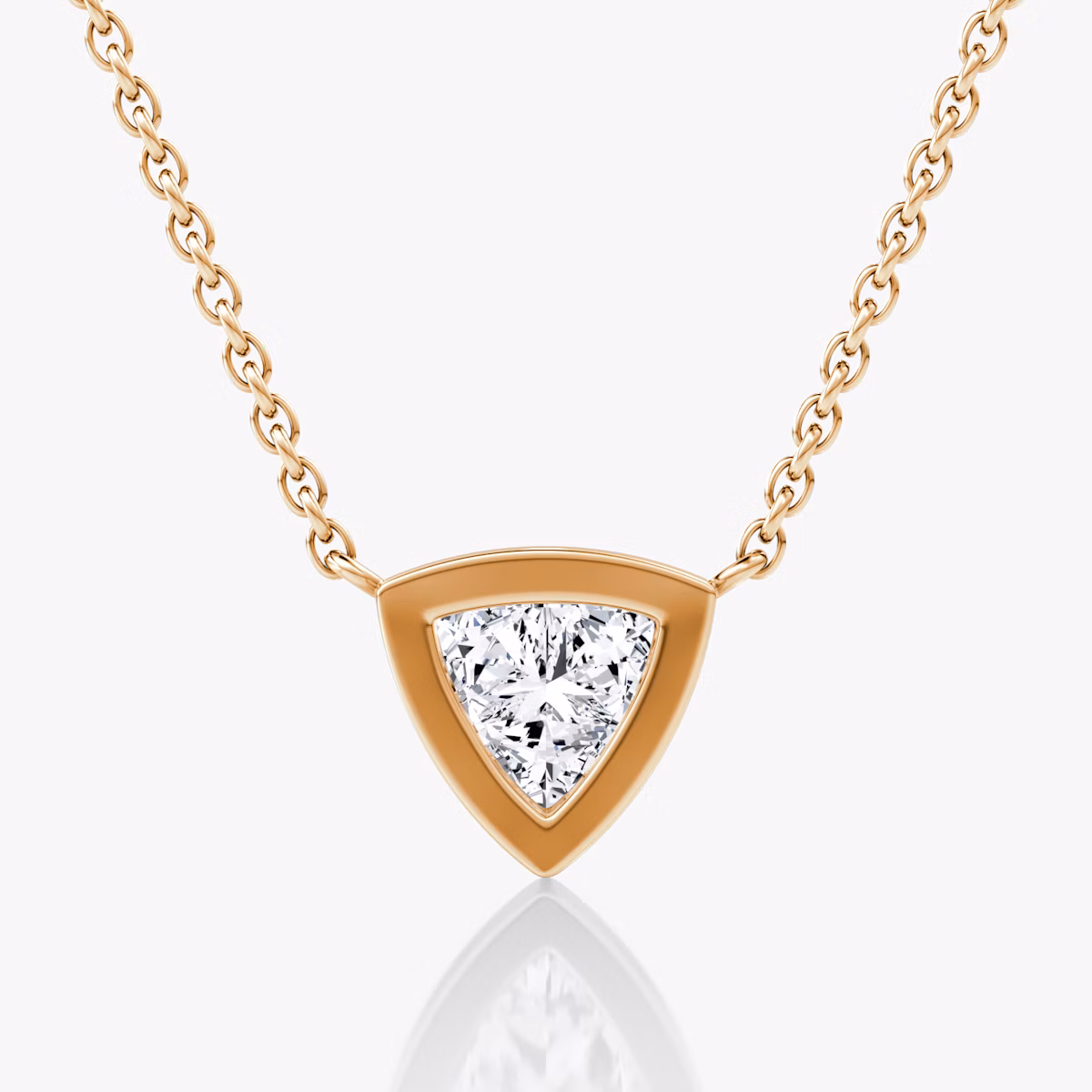 Bezel Solitär Halskette | Trillant | 14k | Roségold | caratWeight: 0.75ct