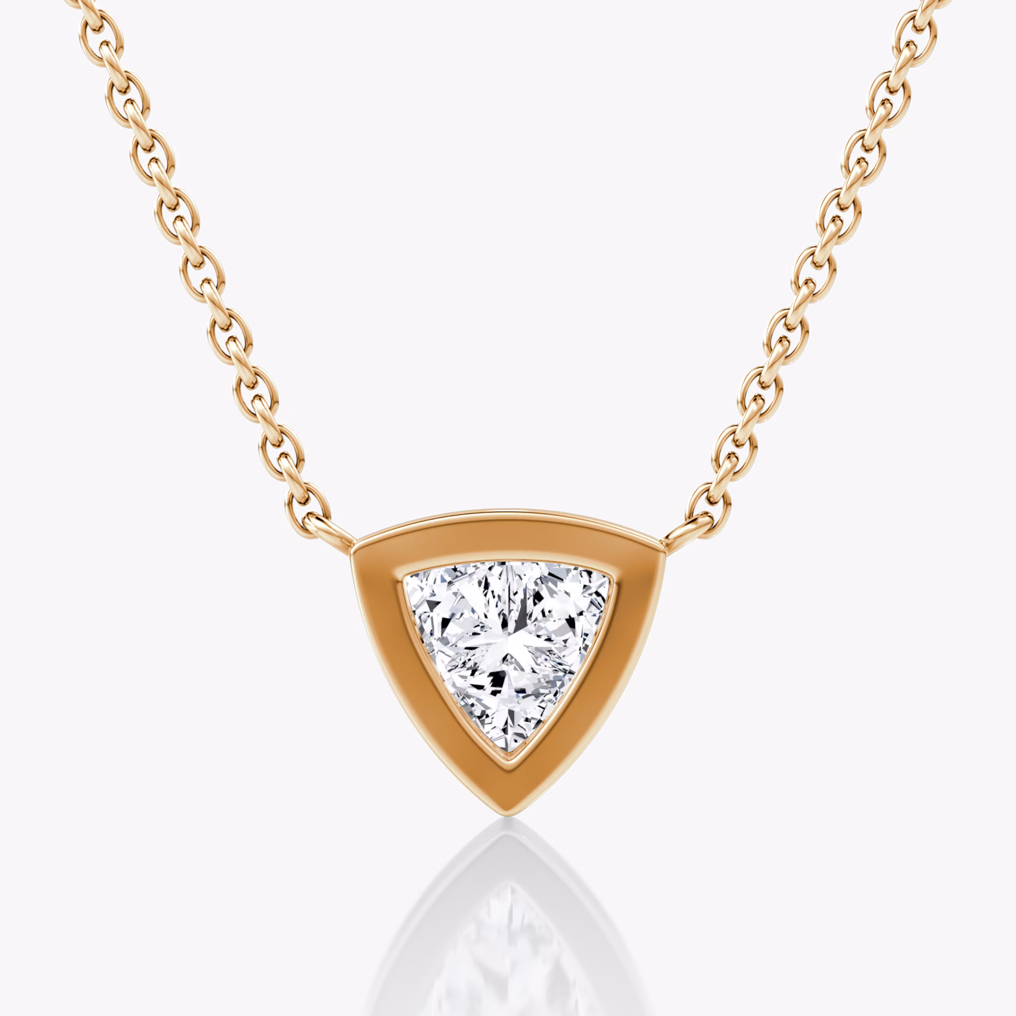 Bezel Solitaire Necklace | Trillion | 14k | Rose Gold | caratWeight: 0.75ct