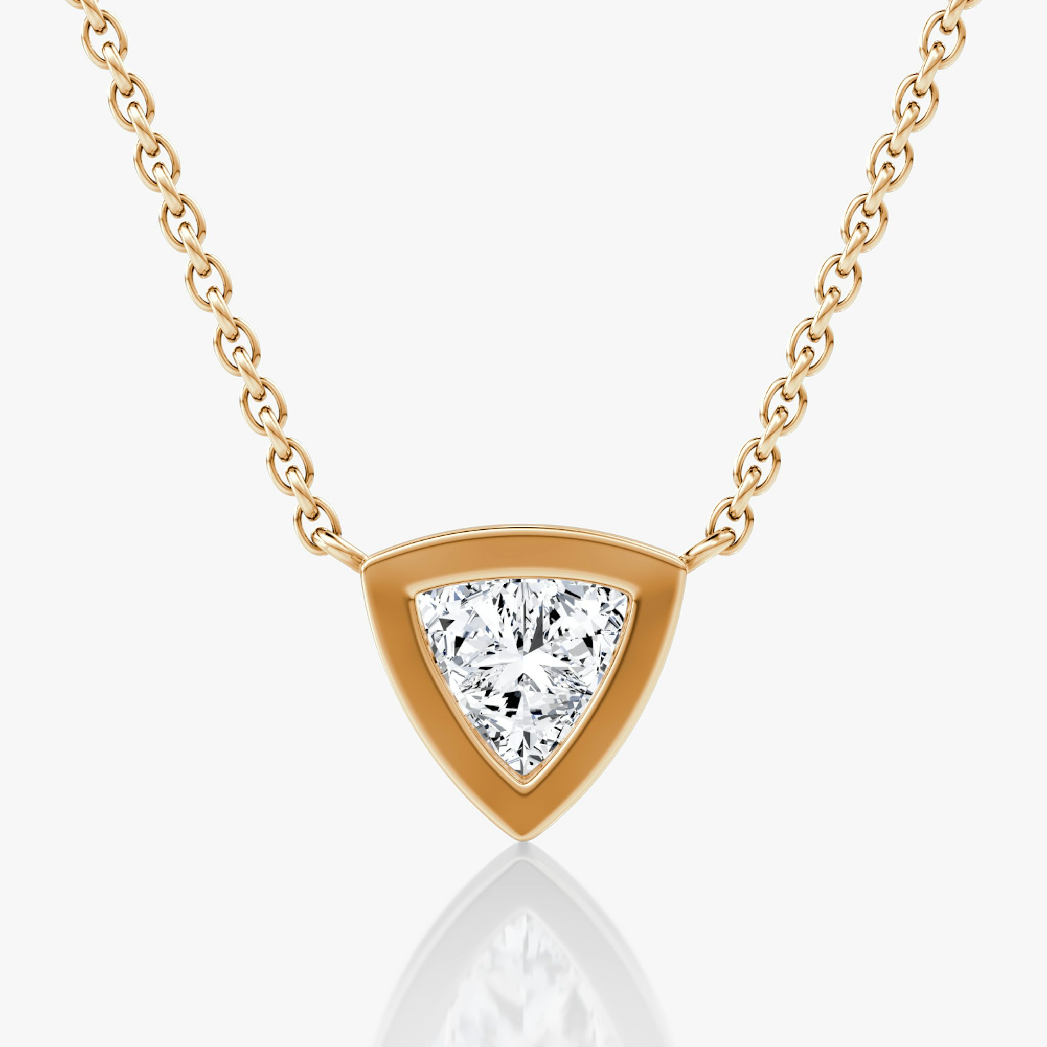 Bezel Solitaire Necklace | Trillion | 14k | Rose Gold | caratWeight: 0.75ct