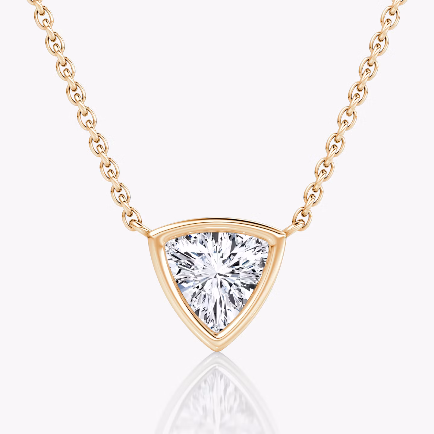 Bezel Solitaire Necklace | Trillion | 14k | Rose Gold | caratWeight: 0.75ct