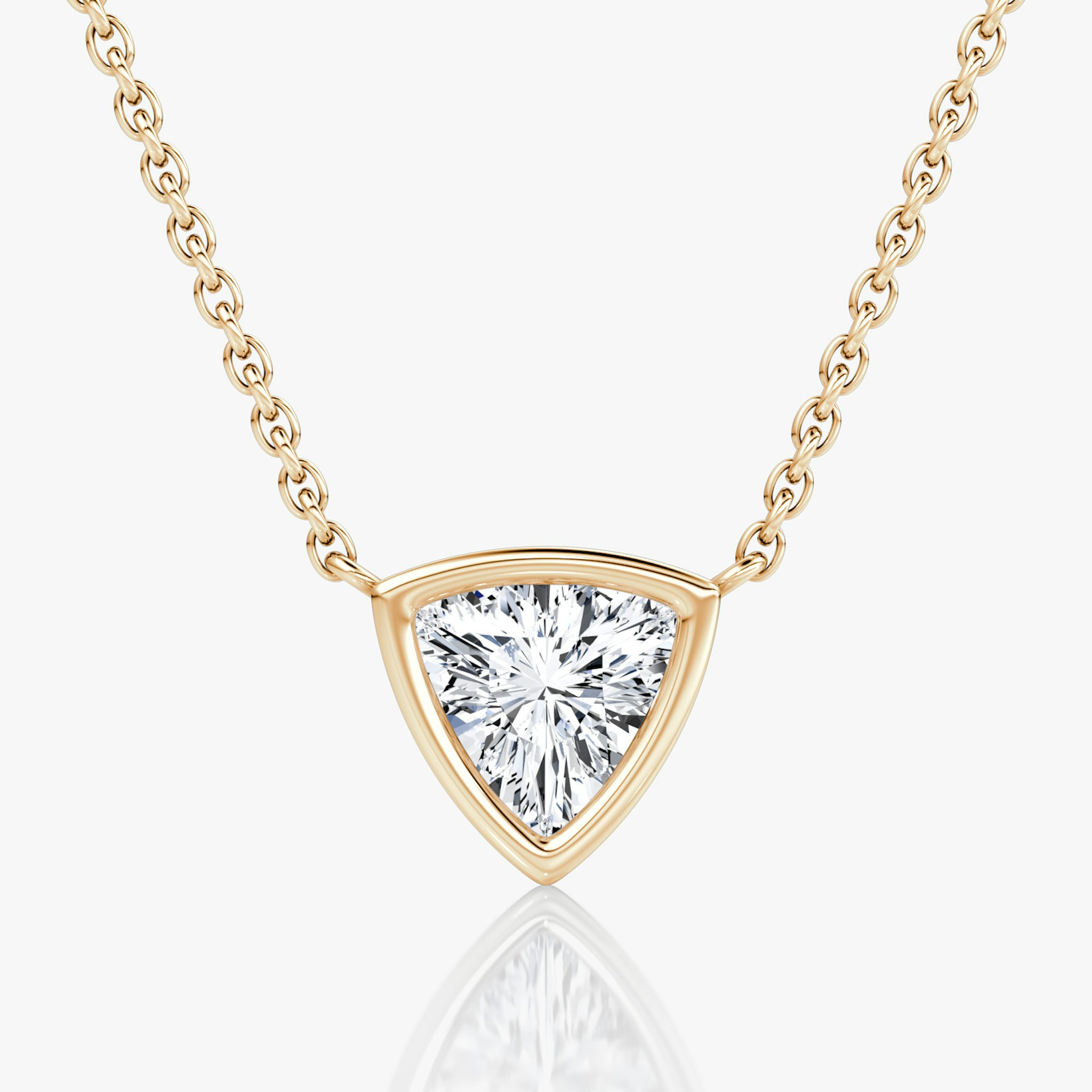 Bezel Solitaire Necklace | Trillion | 14k | Rose Gold | caratWeight: 0.75ct