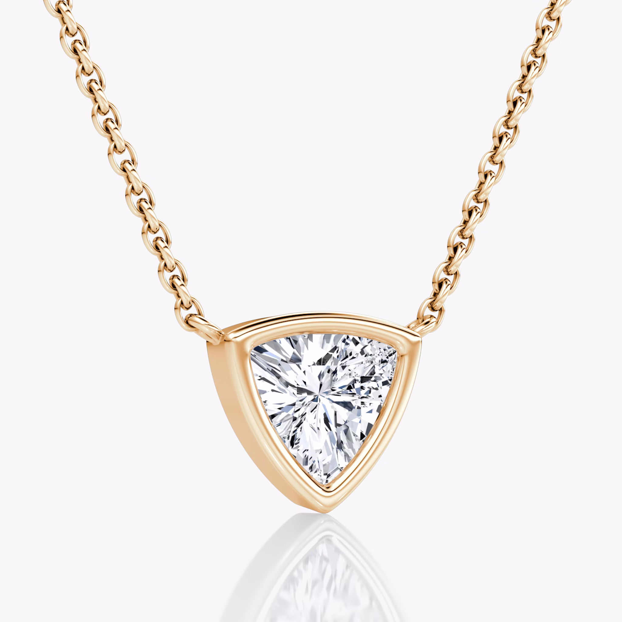 Bezel Solitaire Necklace | Trillion | 14k | Rose Gold | caratWeight: 0.75ct