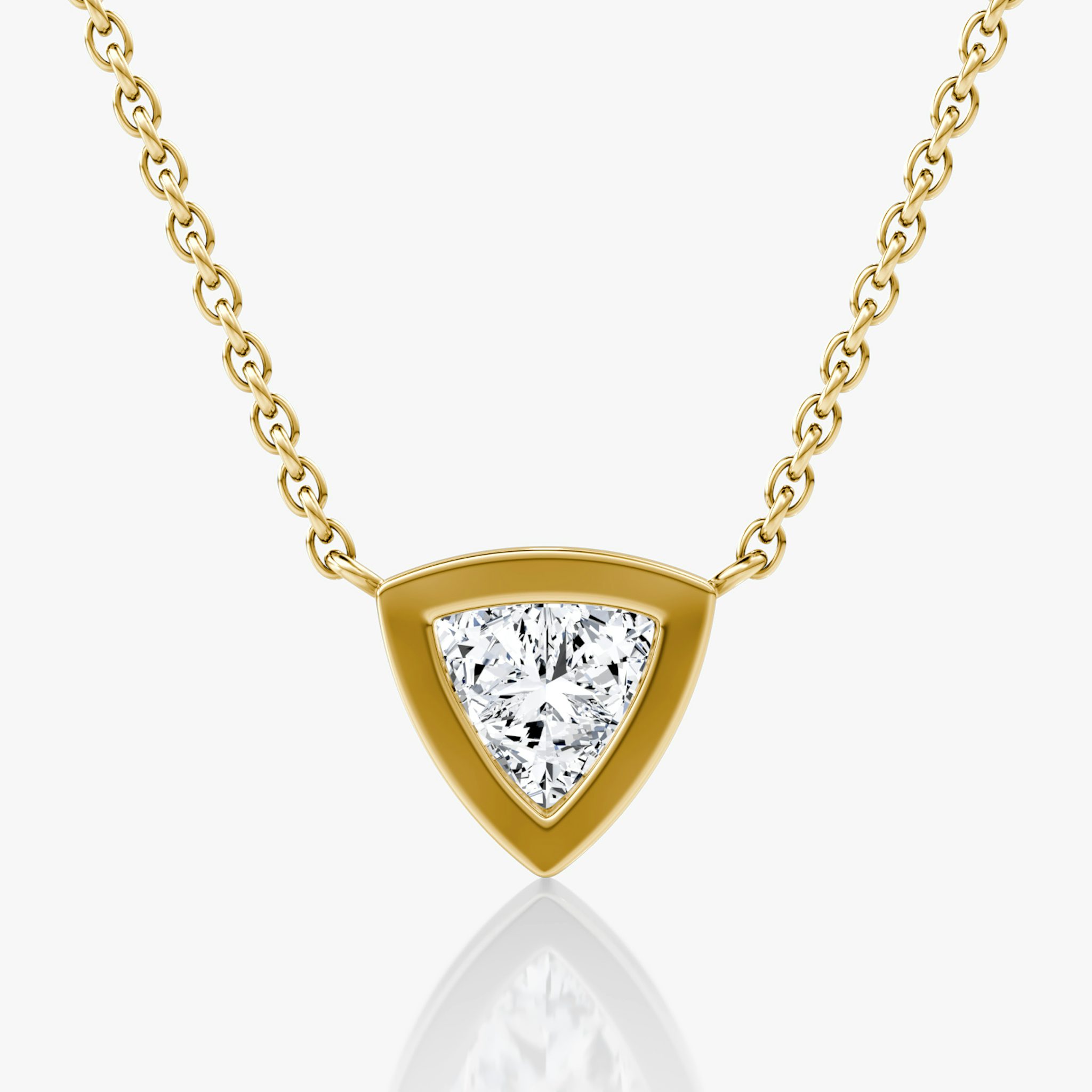 Bezel Solitaire Necklace | Trillion | 14k | Yellow Gold | caratWeight: 0.75ct