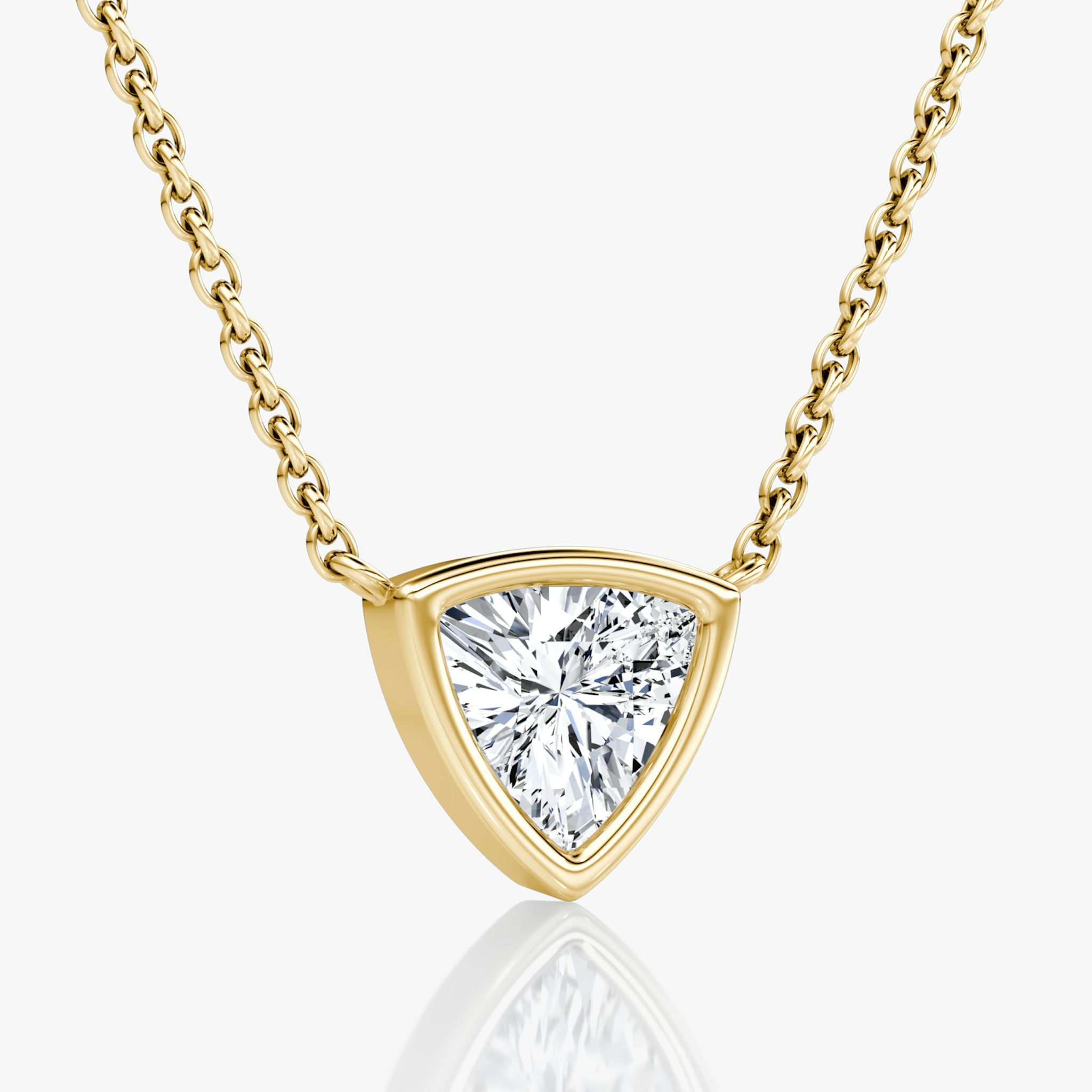 Bezel Solitaire Necklace | Trillion | 14k | Yellow Gold | caratWeight: 0.75ct