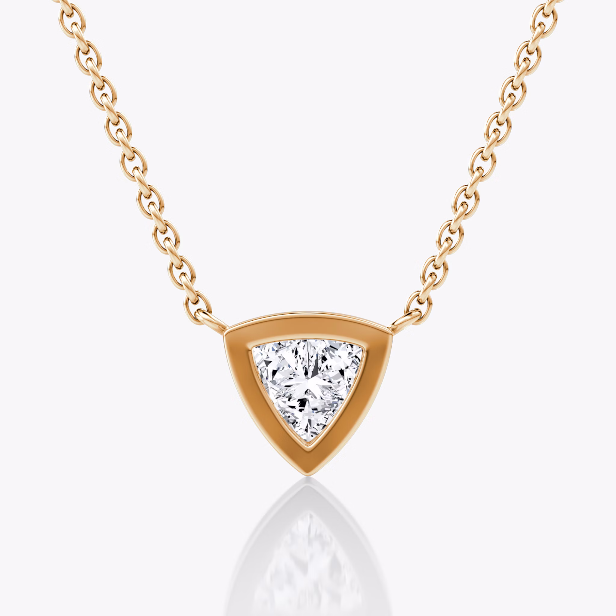 Bezel Solitaire Necklace | Trillion | 14k | Rose Gold | caratWeight: 0.50ct