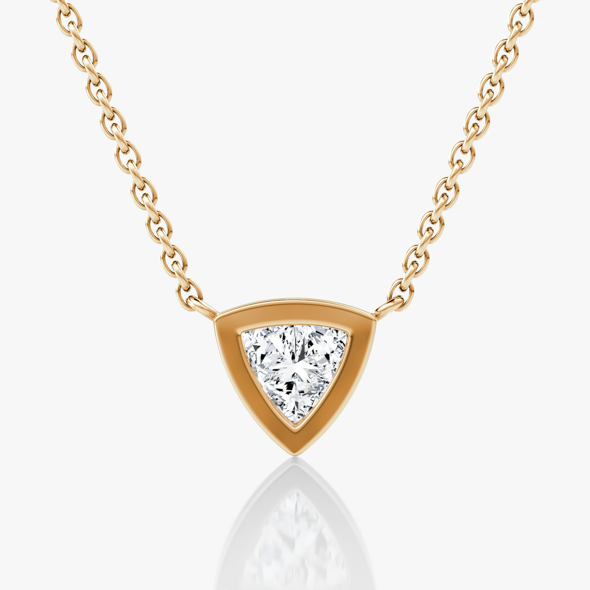 Bezel Solitaire Necklace | Trillion | 14k | Rose Gold | caratWeight: 0.50ct
