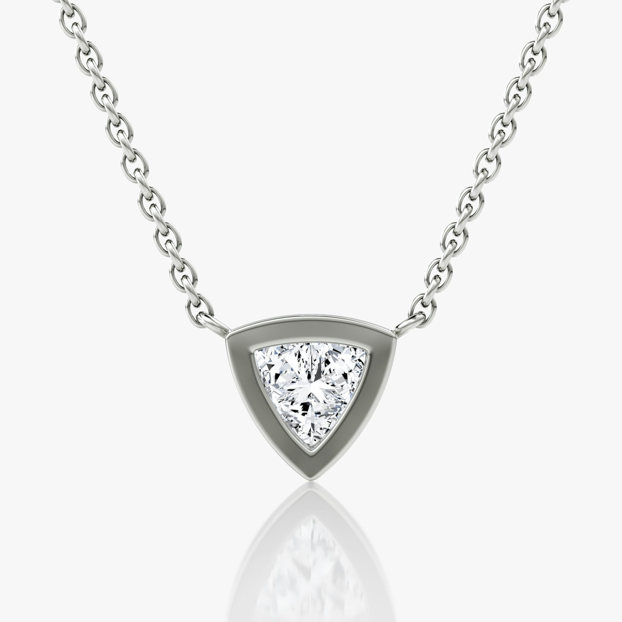 Bezel Solitaire Necklace | Trillion | 14k | White Gold | caratWeight: 0.50ct