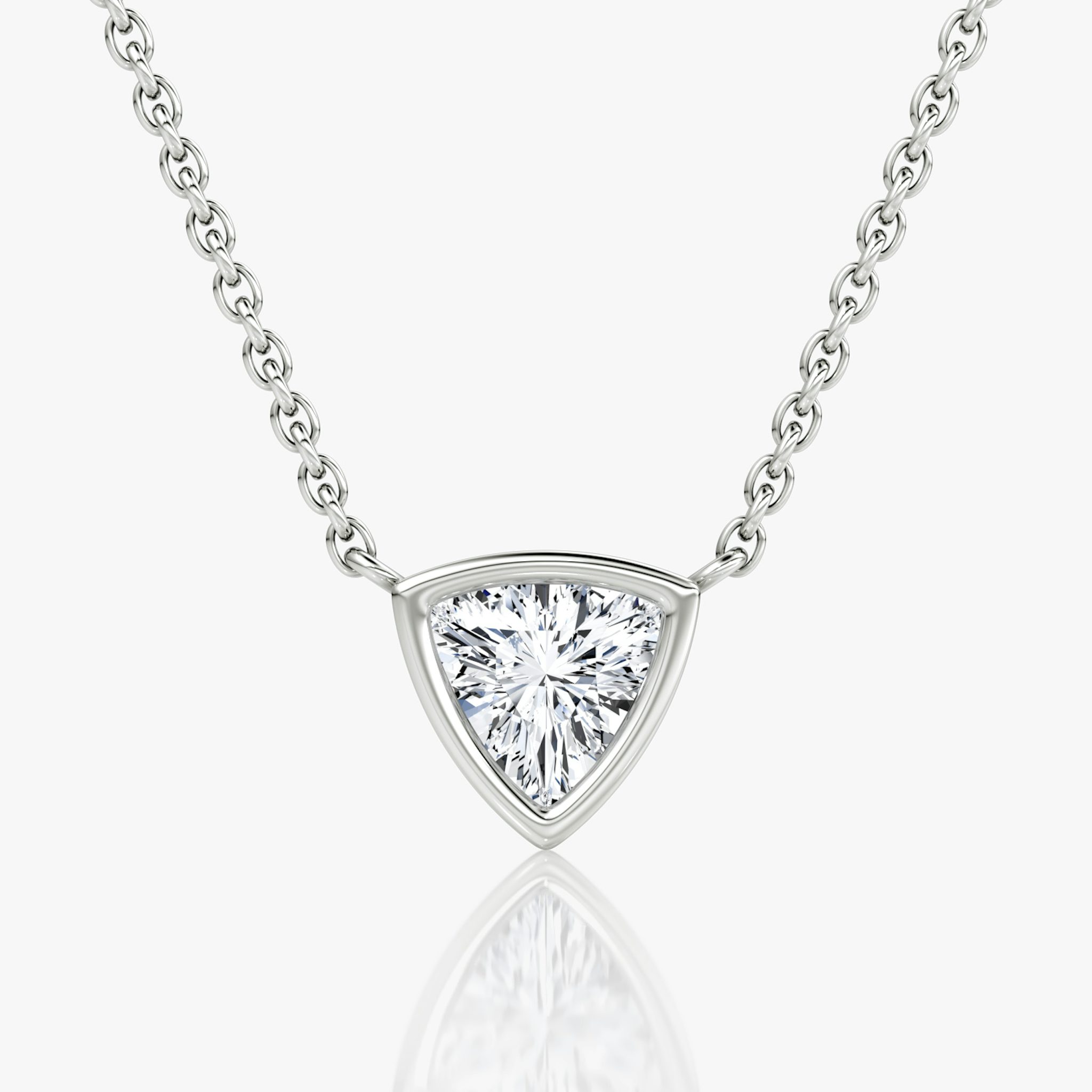 Bezel Solitaire Necklace | Trillion | 14k | White Gold | caratWeight: 0.50ct