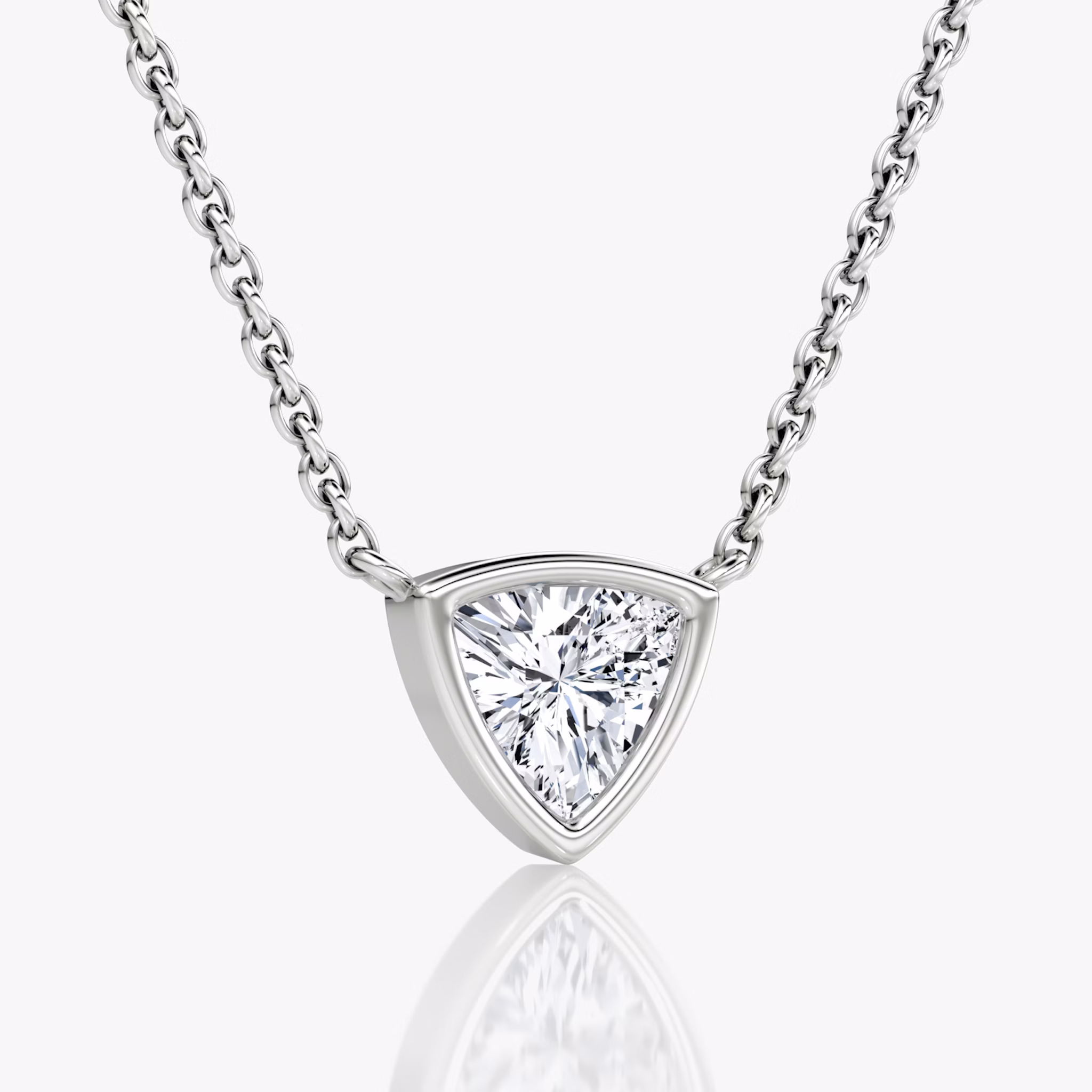 Bezel Solitaire Necklace | Trillion | 14k | White Gold | caratWeight: 0.50ct