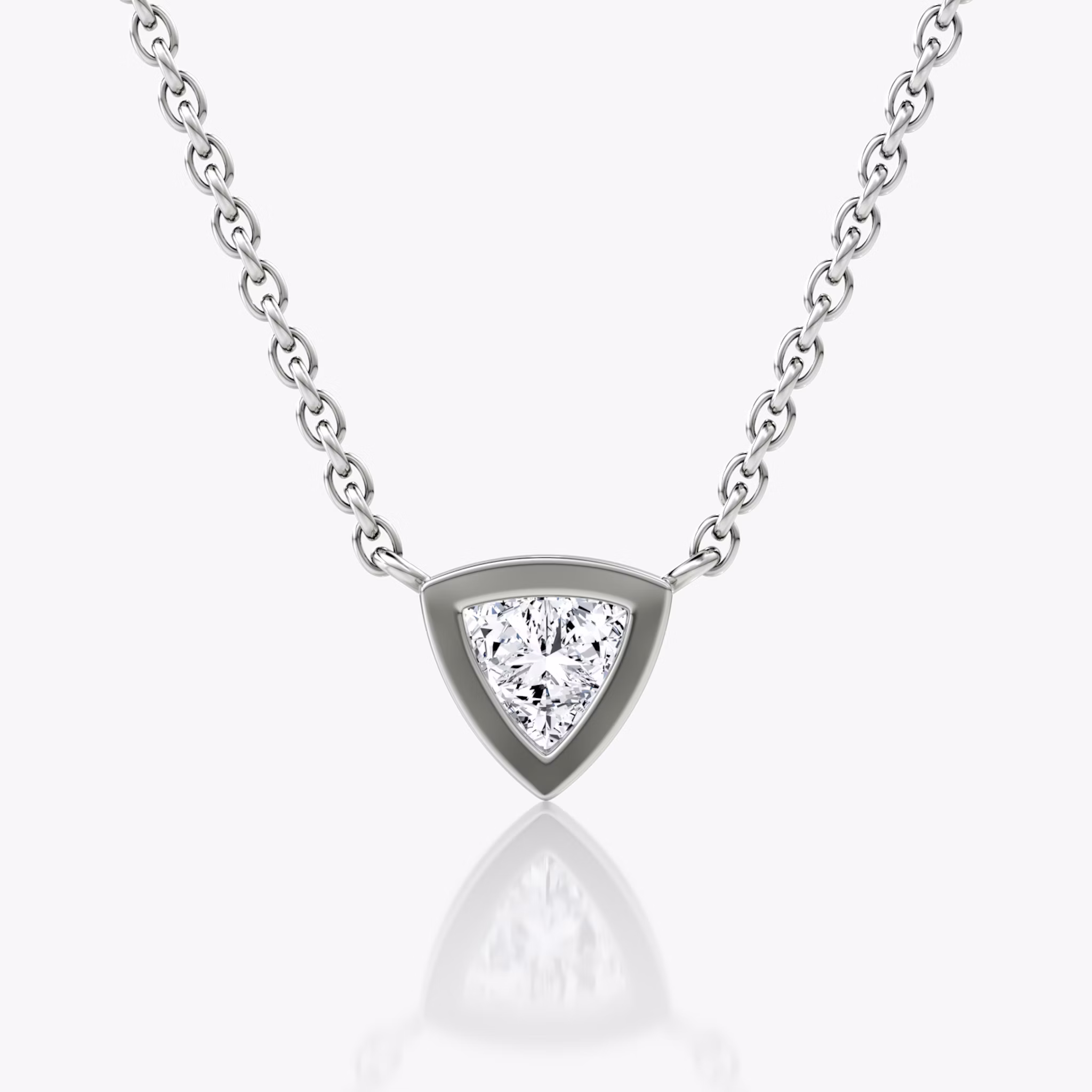 Bezel Solitaire Necklace | Trillion | 14k | White Gold | caratWeight: 0.25ct