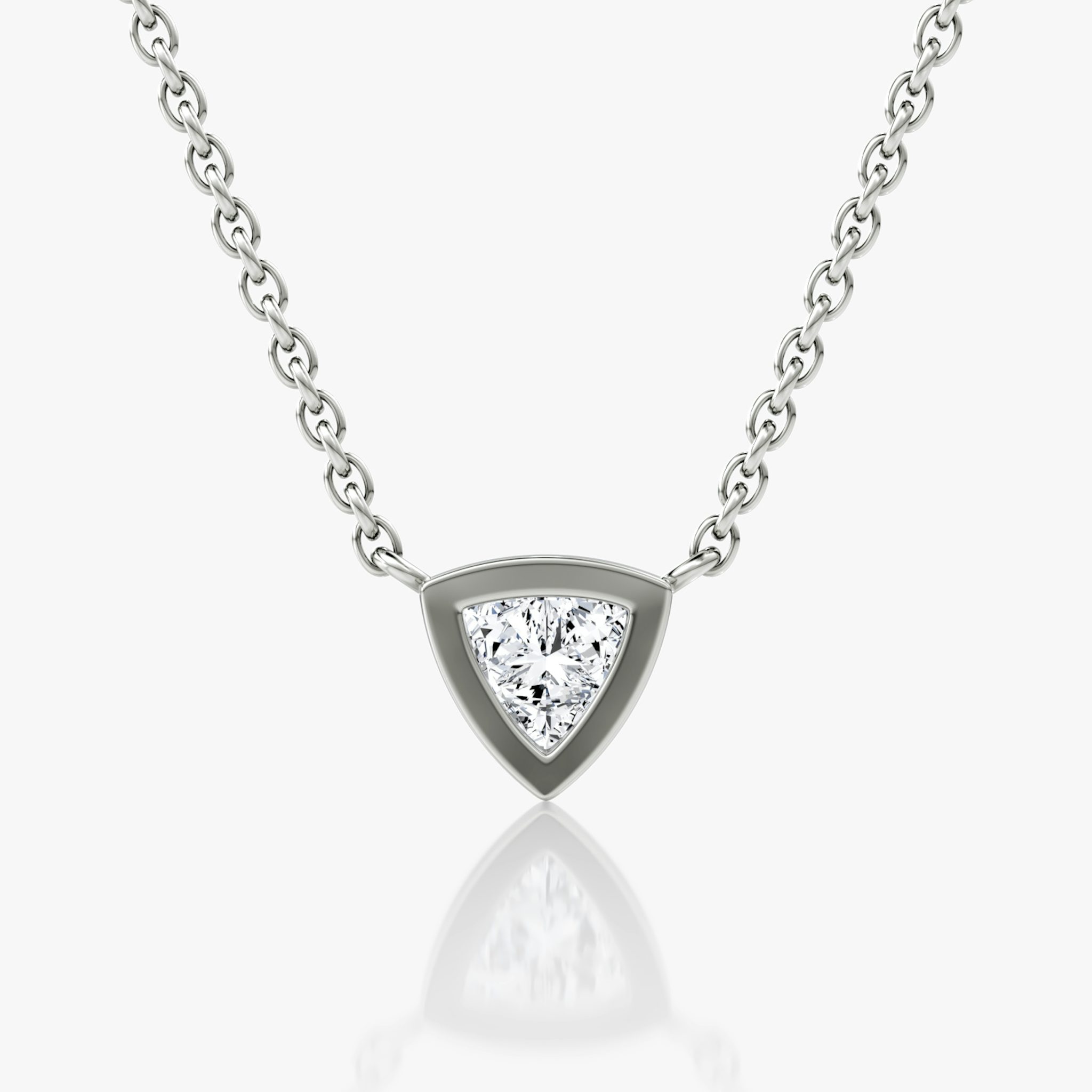 Bezel Solitaire Necklace | Trillion | 14k | White Gold | caratWeight: 0.25ct