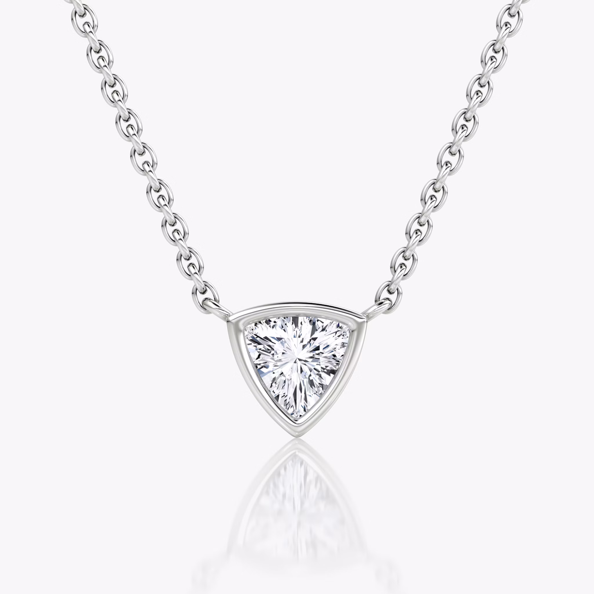 Bezel Solitaire Necklace | Trillion | 14k | White Gold | caratWeight: 0.25ct